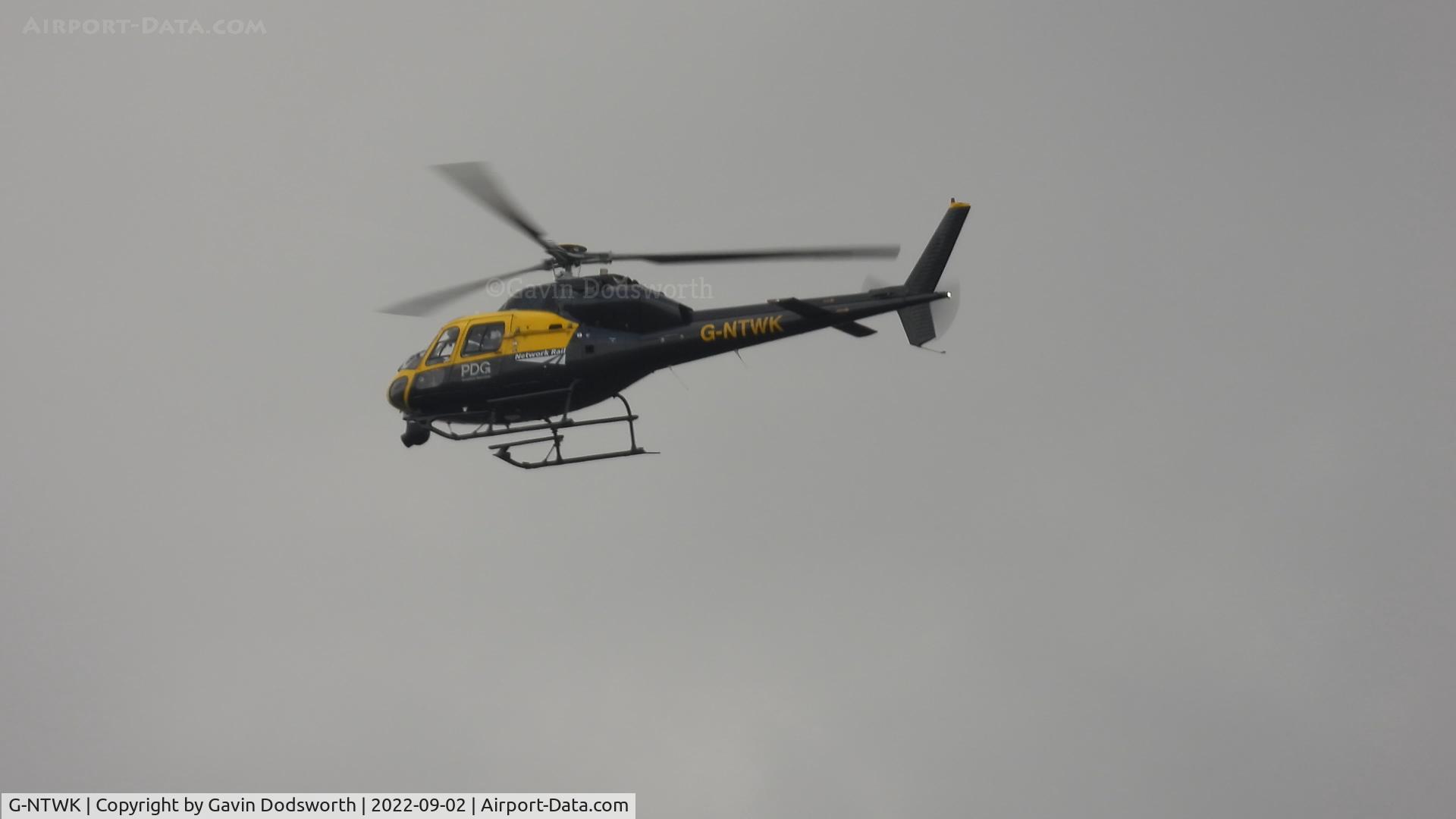 G-NTWK, 1986 Aerospatiale AS-355F-1 Twin Squirrel C/N 5347, Heading south over Darlington on September 2nd 2022