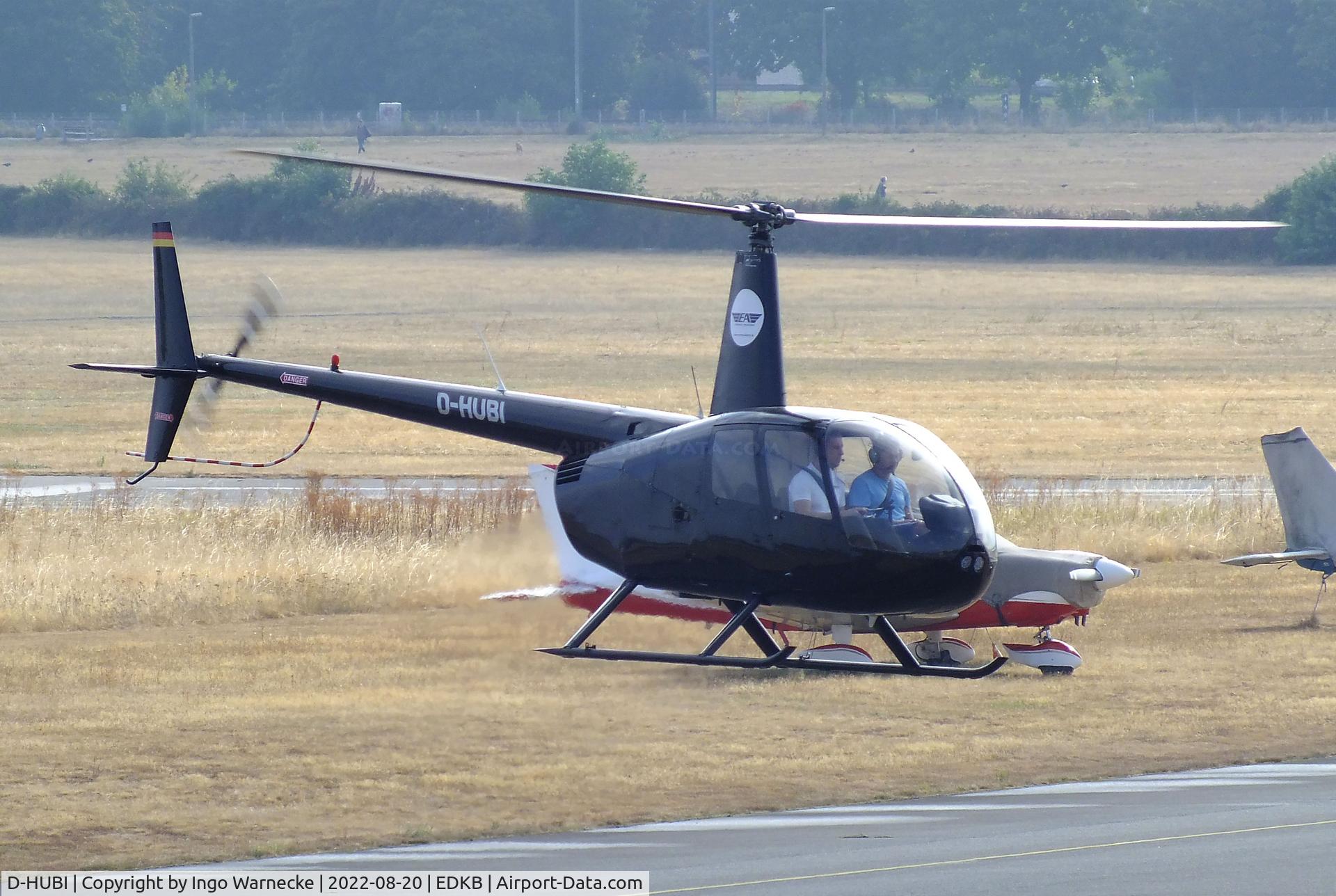 D-HUBI, 2000 Robinson R44 Astro C/N 0725, Robinson R44 Astro of EA Eurofly Aviation at Bonn-Hangelar airfield during the Grumman Fly-in 2022