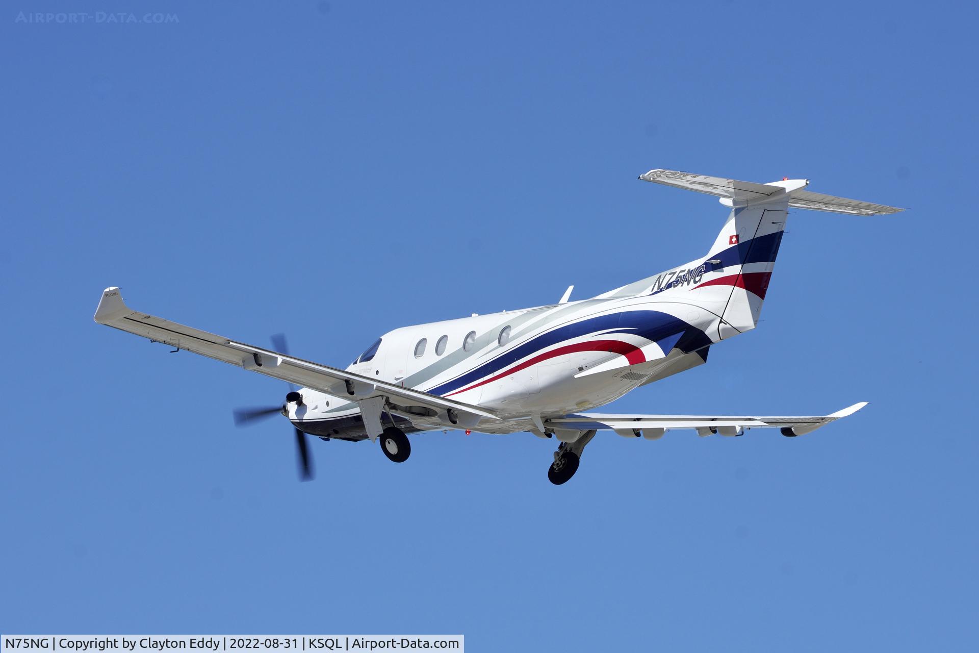 N75NG, 2012 Pilatus PC-12/47E C/N 1375, San Carlos Airport in California 2022.