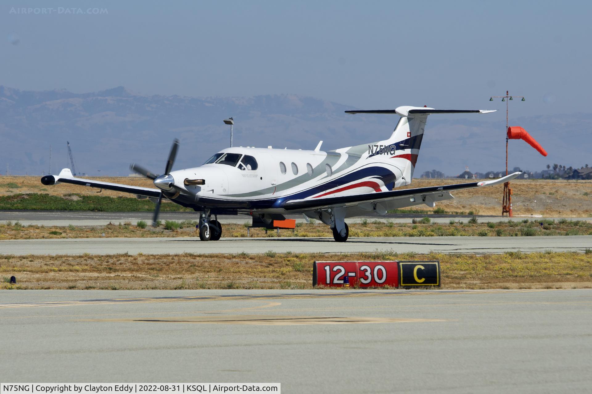N75NG, 2012 Pilatus PC-12/47E C/N 1375, San Carlos Airport in California 2022.
