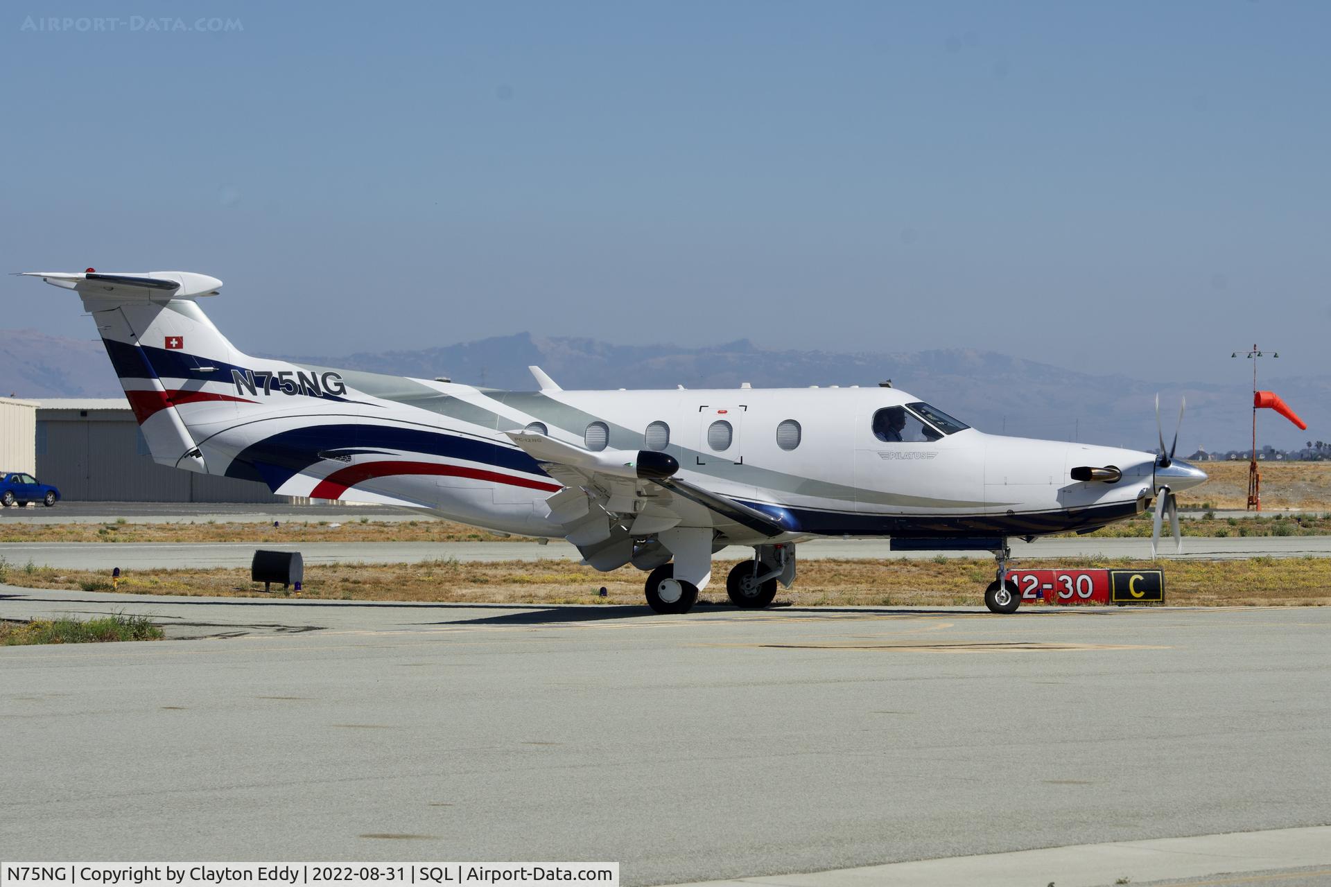 N75NG, 2012 Pilatus PC-12/47E C/N 1375, San Carlos Airport in California 2022.