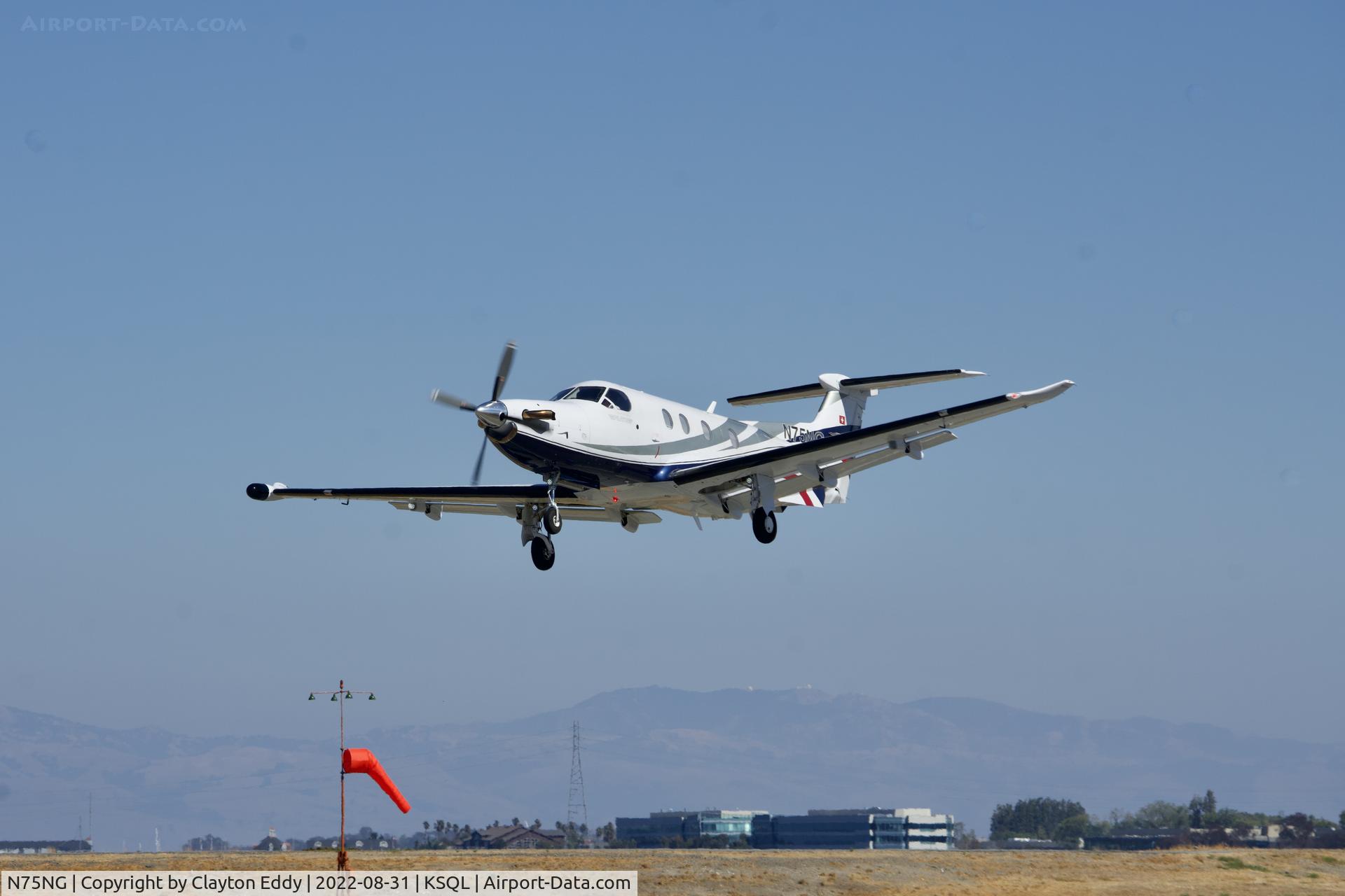 N75NG, 2012 Pilatus PC-12/47E C/N 1375, San Carlos Airport in California 2022.