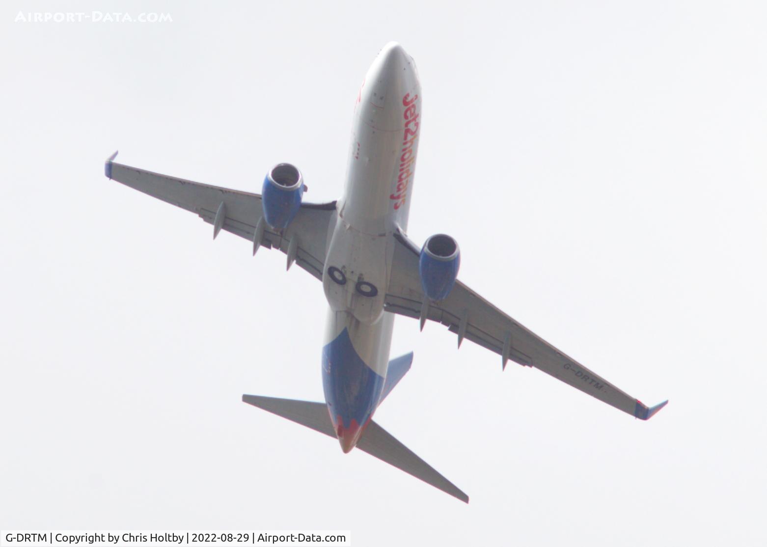 G-DRTM, 2007 Boeing 737-85P C/N 33981, Over Ware Herts., turning for Stansted Airport, Essex