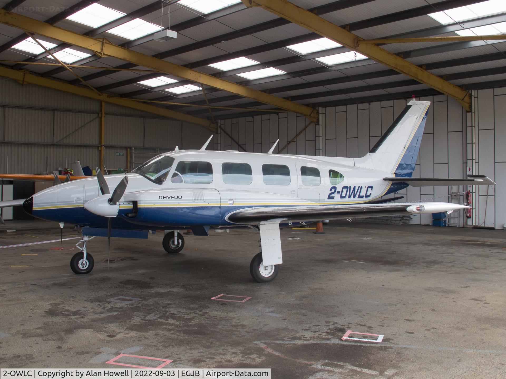 2-OWLC, 1970 Piper PA-31-310 Navajo Navajo C/N 31-679, In the Guernsey Aero Club hangar for their 2022 Open Day