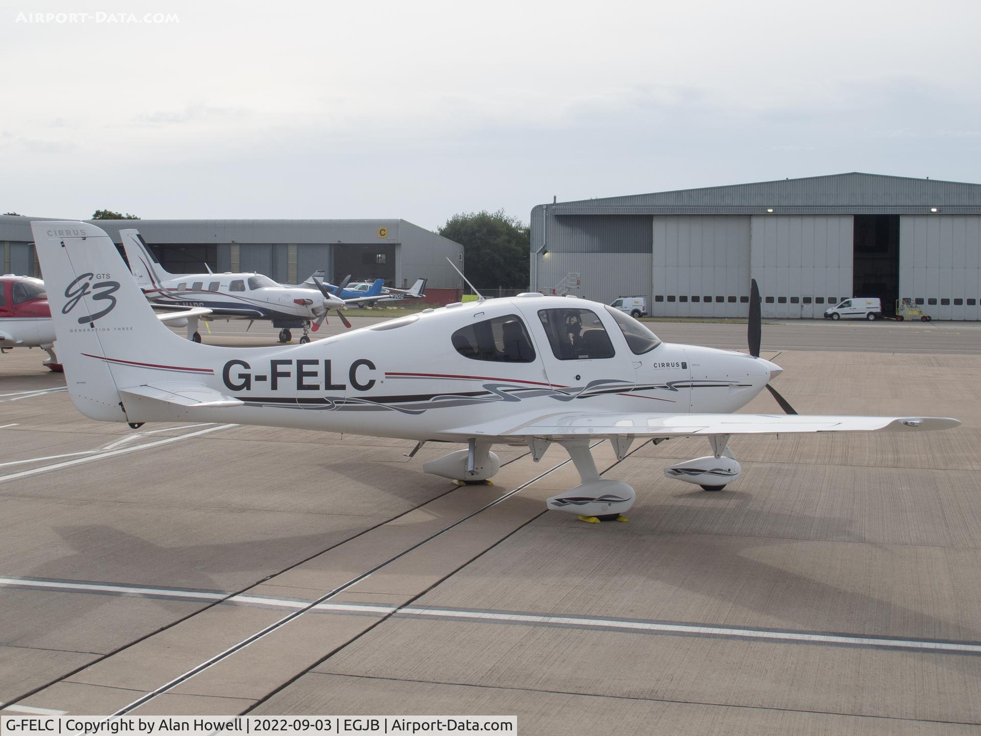 G-FELC, 2008 Cirrus SR22 C/N 3039, On the west parking at Guernsey