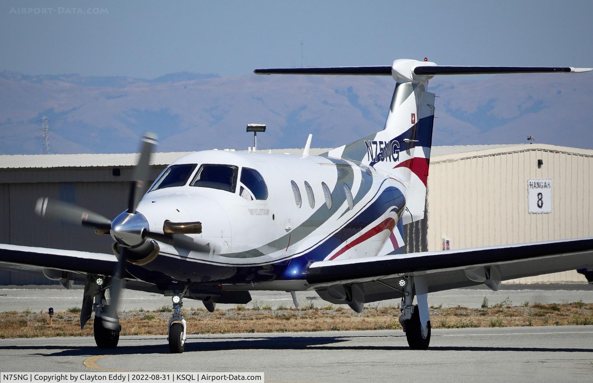 N75NG, 2012 Pilatus PC-12/47E C/N 1375, San Carlos Airport in California 2022.