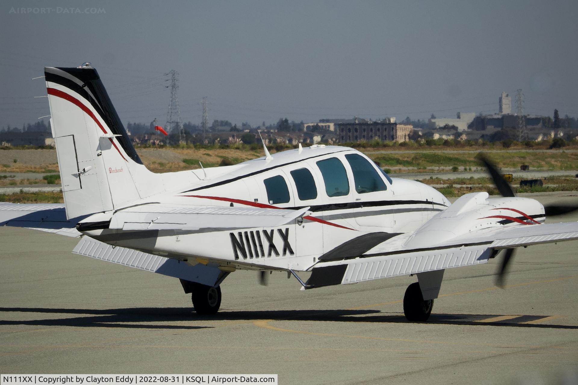 N111XX, 1983 Beech 58 Baron C/N TH-1389, San Carlos Airport in California 2022.