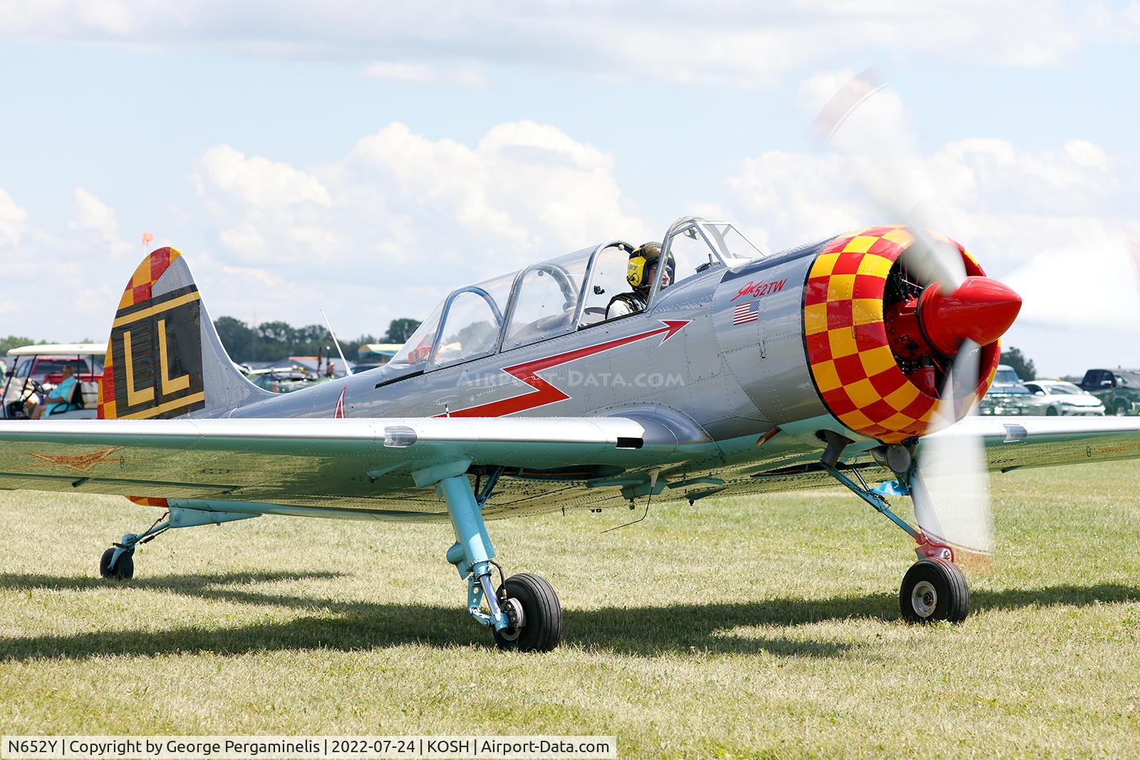 N652Y, 2004 Yakovlev (Aerostar) Yak-52TW C/N 0412510, Oshkosh 2022.