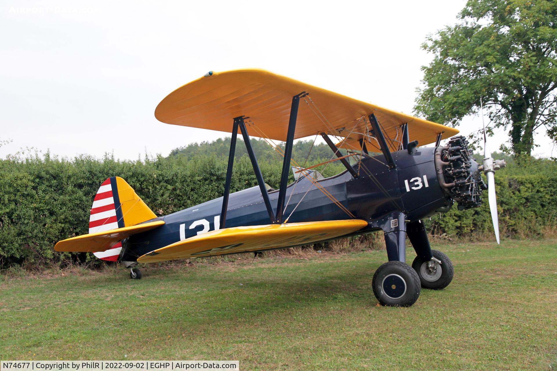 N74677, 1943 Boeing A75N1(PT17) C/N 75-7875, N74677 1943 Boeing Stearman PT-17 Kaydet LAA Rally Popham