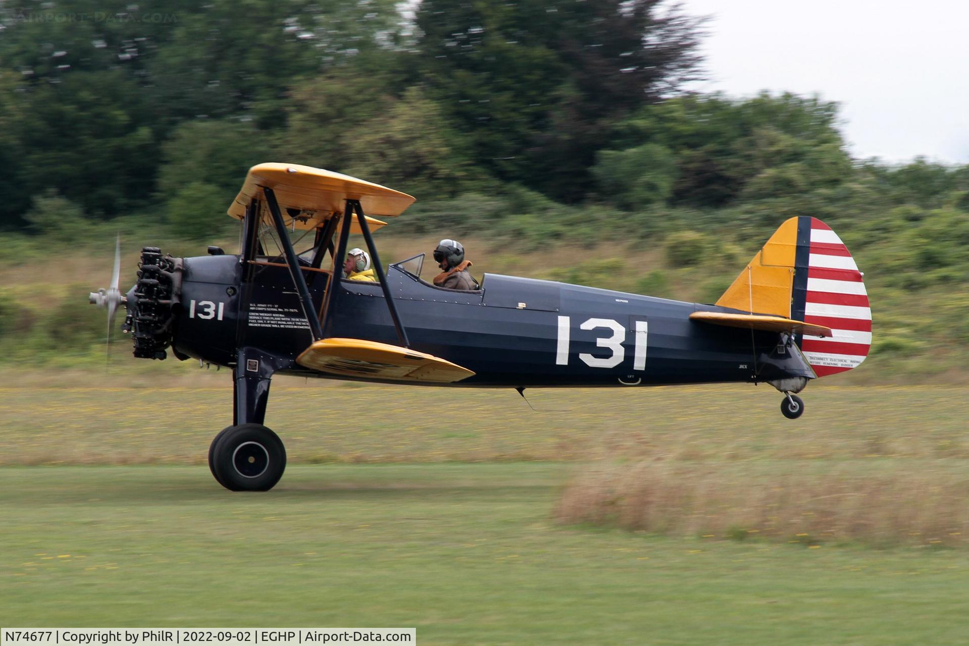 N74677, 1943 Boeing A75N1(PT17) C/N 75-7875, N74677 1943 Boeing Stearman PT-17 Kaydet LAA Rally Popham