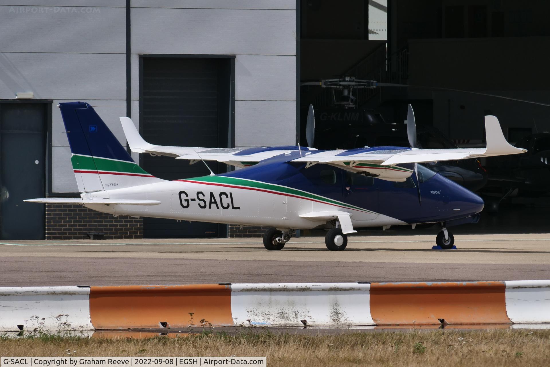 G-SACL, 2016 Tecnam P-2006T C/N 152, Parked at Norwich.