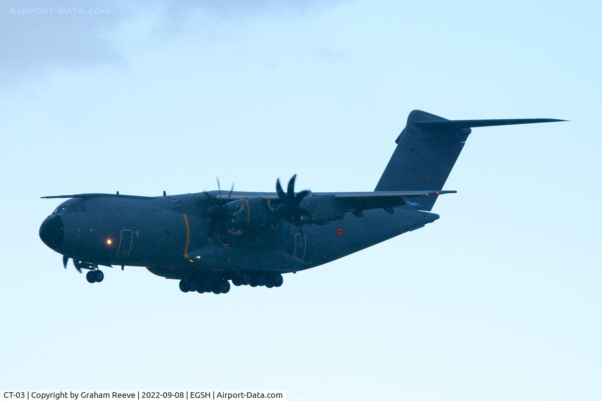 CT-03, 2020 Airbus A400M Atlas C/N 109, On approach to Norwich in heavy rain.