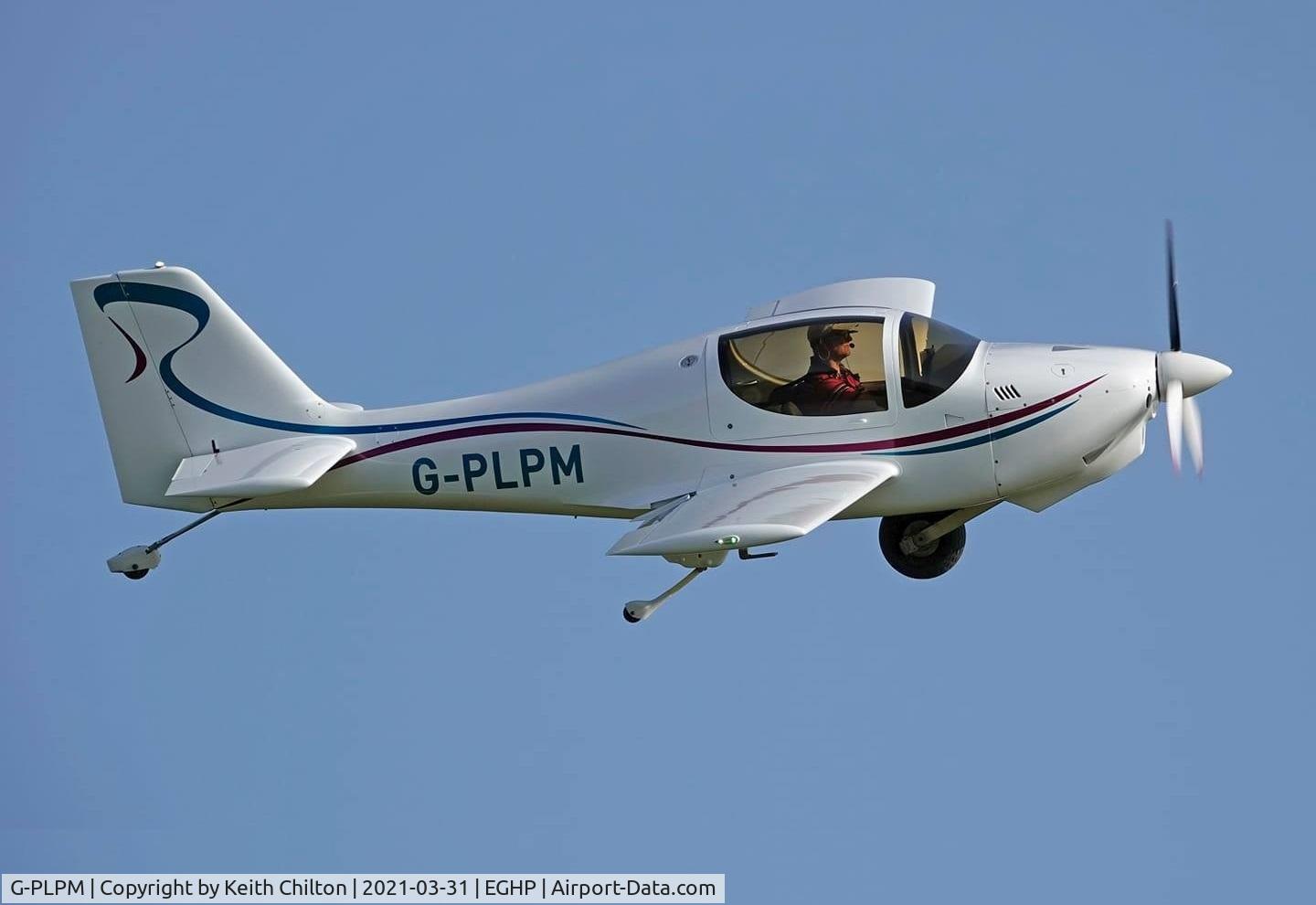 G-PLPM, 2019 Europa XS C/N PFA 247-13287, Raising the gear shortly after getting airborne from rwy 21 at Popham.