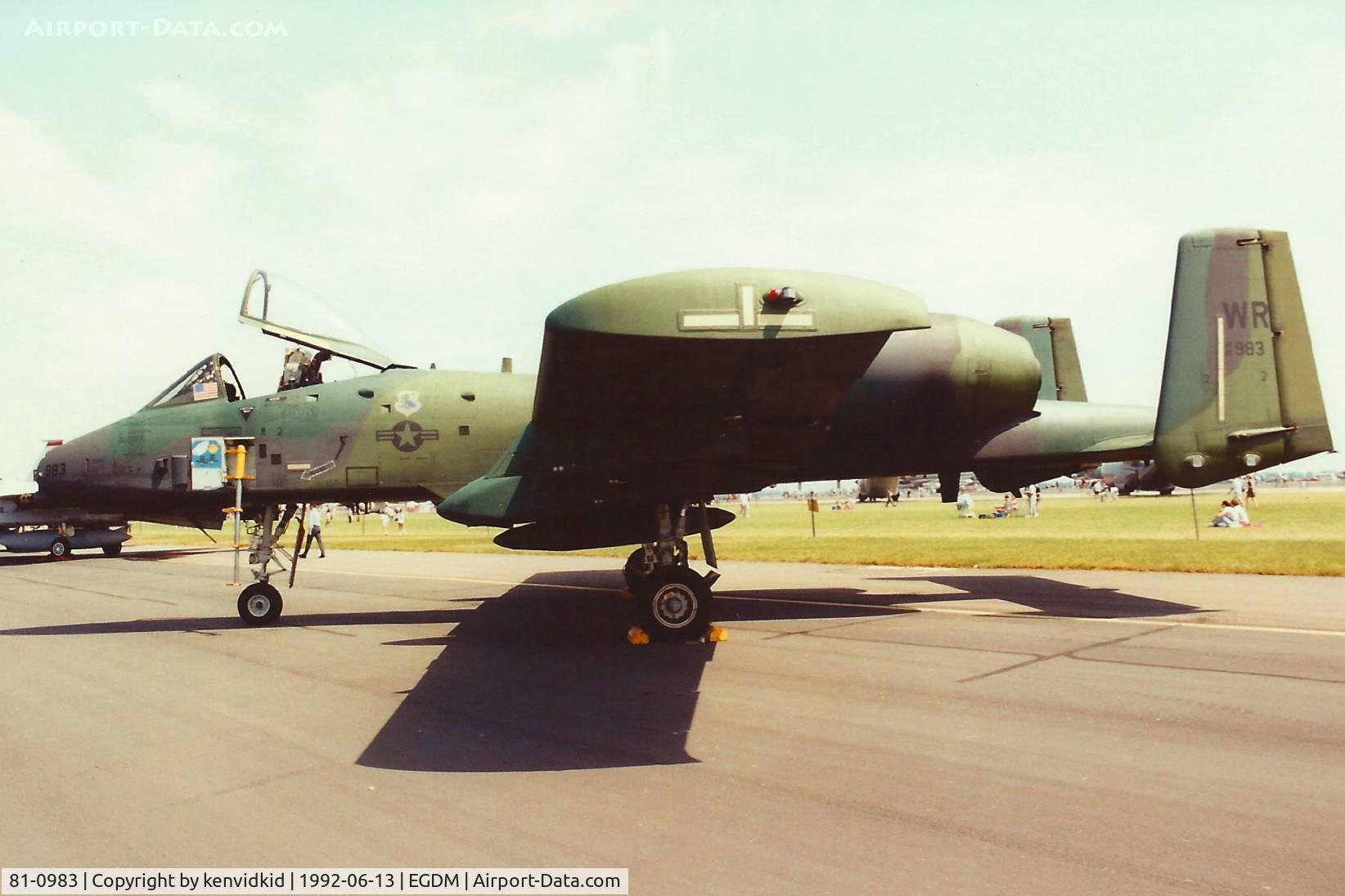 81-0983, 1981 Fairchild Republic A-10A Thunderbolt II C/N A10-0678, At Boscombe Down, scanned from print.