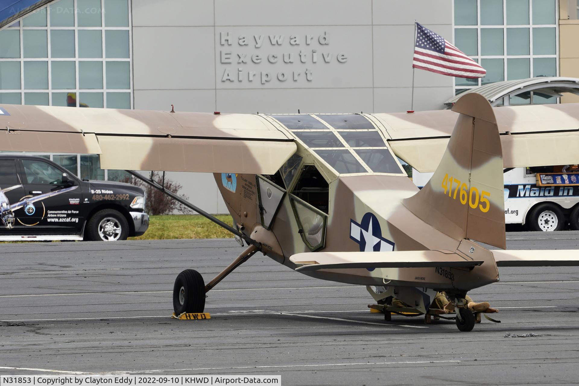 N31853, 1944 Stinson L-5E Sentinel C/N 44-17605, Hayward Airport in California 2022.