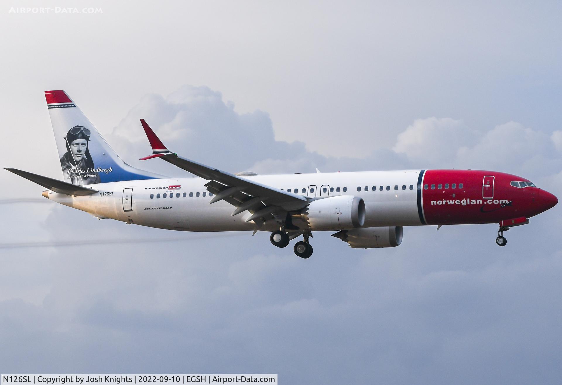 N126SL, 2018 Boeing 737-8 MAX C/N 42835, Arriving for Maintenance Before Re-Delivery to Norwegian Air Sweeden.