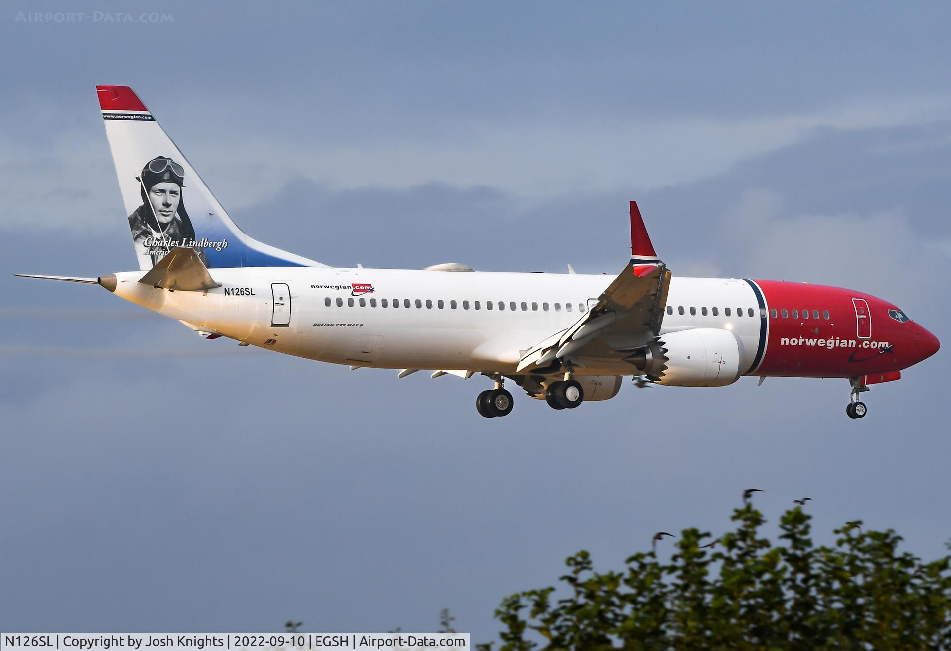 N126SL, 2018 Boeing 737-8 MAX C/N 42835, Arriving for Maintenance Before Re-Delivery to Norwegian Air Sweeden.