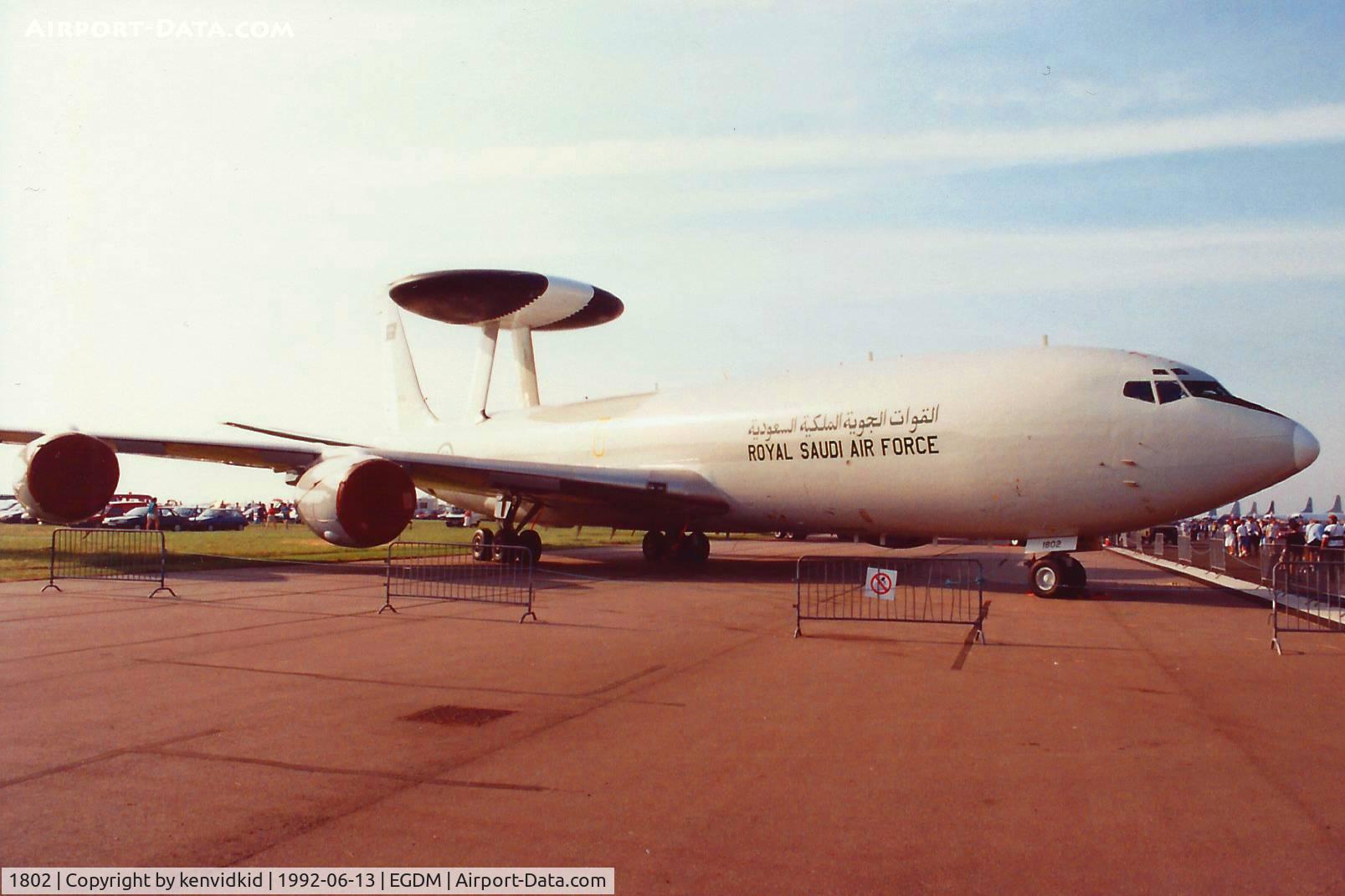 1802, 1986 Boeing E-3A Sentry C/N 23418, At Boscombe Down, scanned from print.