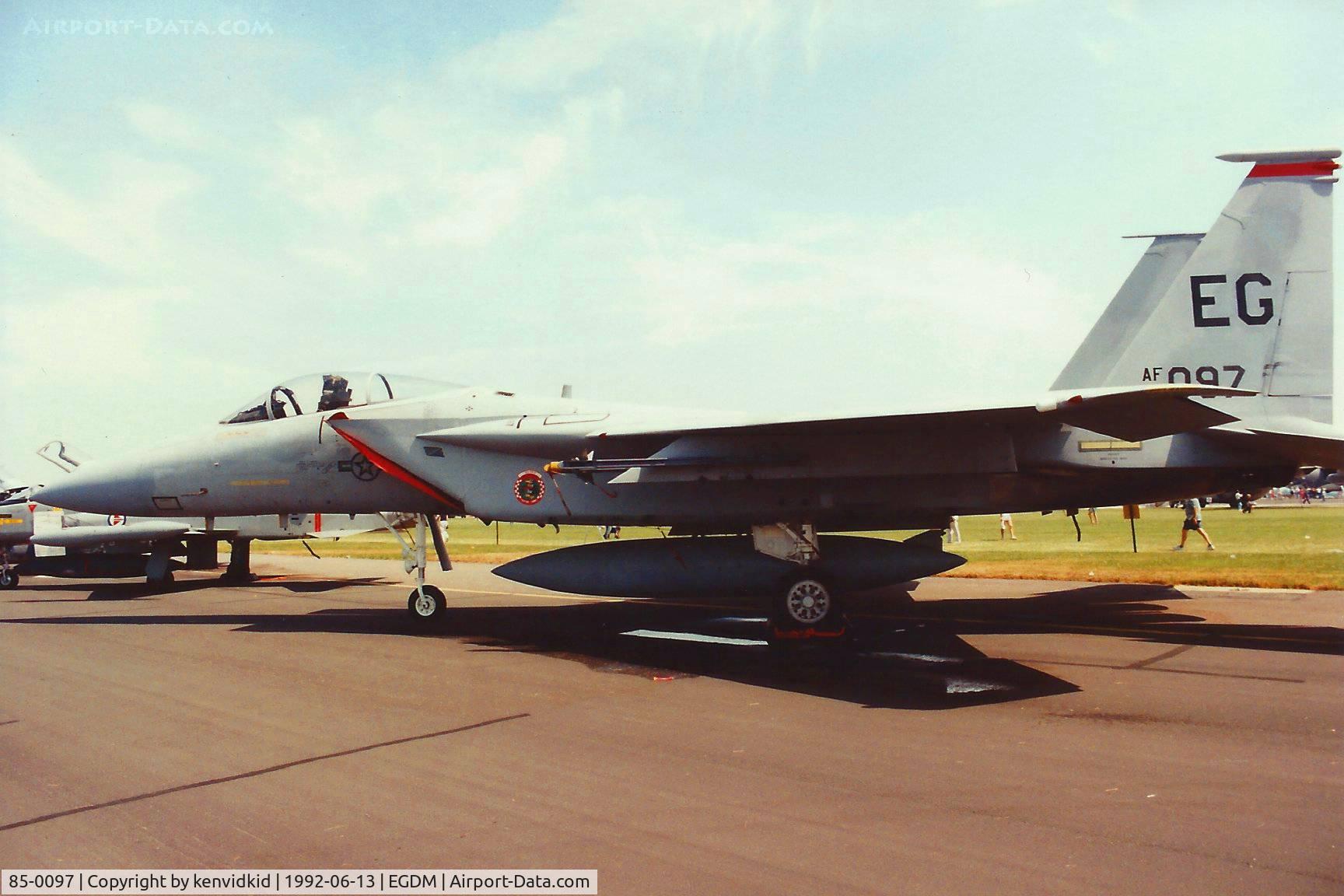 85-0097, 1985 McDonnell Douglas F-15C Eagle C/N 0949/C339, At Boscombe Down, scanned from print.
