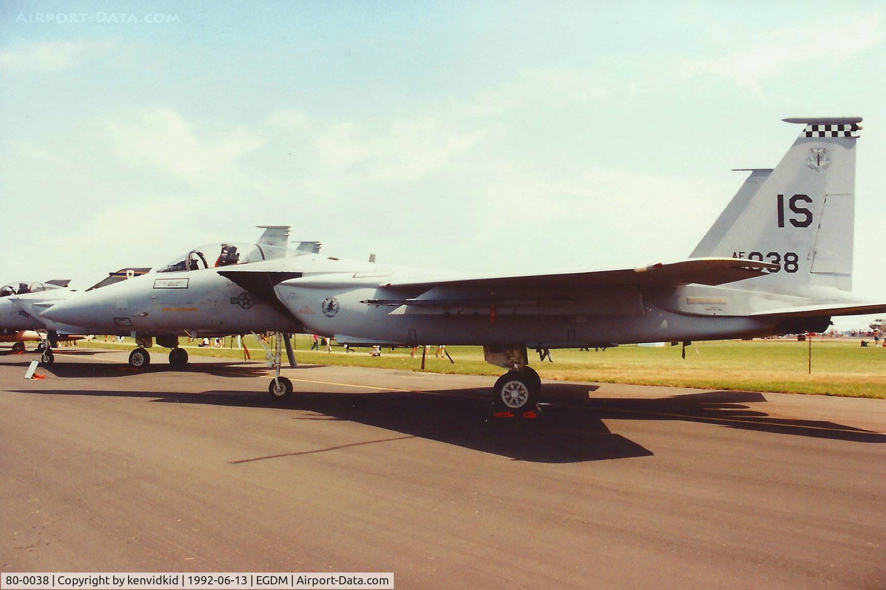 80-0038, 1980 McDonnell Douglas F-15C Eagle C/N 0696/C187, At Boscombe Down, scanned from print.