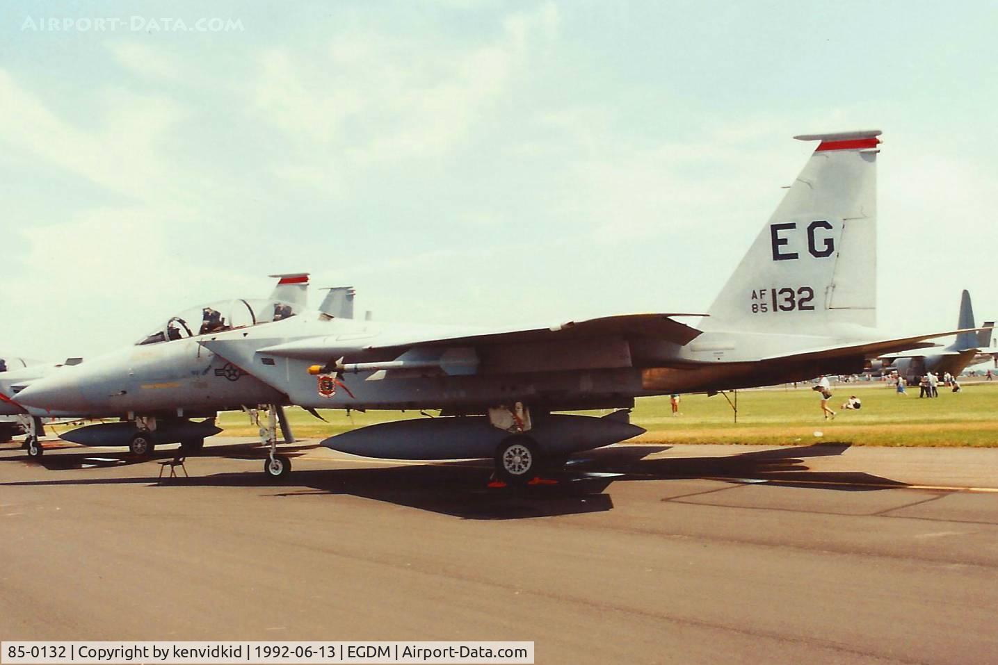 85-0132, 1985 McDonnell Douglas F-15D Eagle C/N 0964/D058, At Boscombe Down, scanned from print.