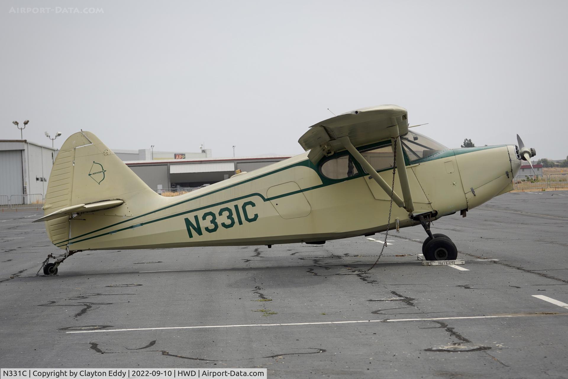 N331C, 1947 Stinson 108-2 Voyager C/N 108-3331, Hayward airport in California 2022.