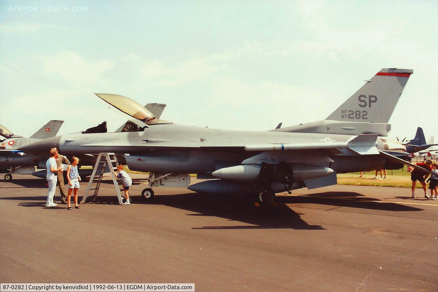 87-0282, 1987 General Dynamics F-16C Fighting Falcon C/N 5C-543, At Boscombe Down, scanned from print.