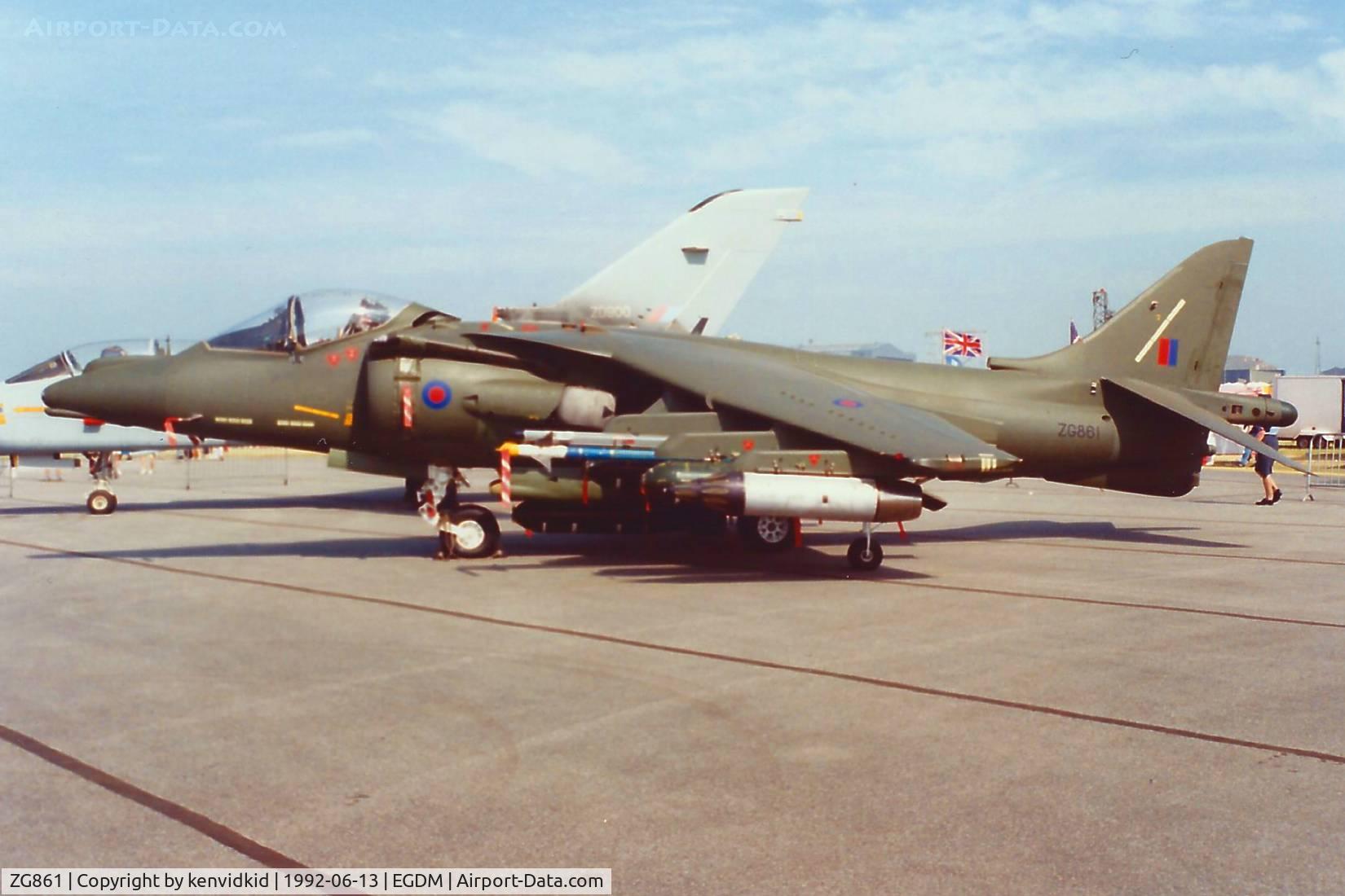 ZG861, 1992 British Aerospace Harrier GR.7 C/N P93, At Boscombe Down, scanned from print.
