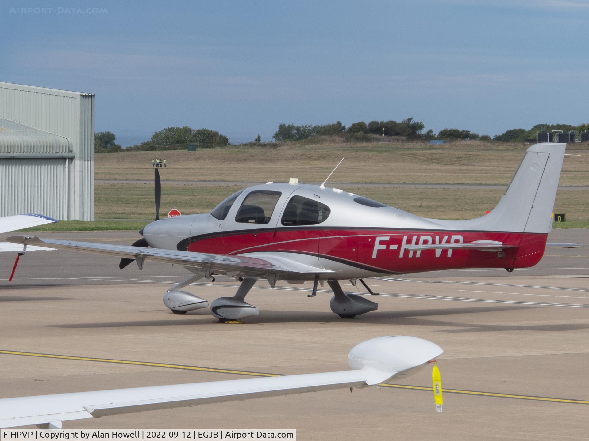 F-HPVP, Cirrus SR-22 GTS C/N 3840, Parked on the west apron, Guernsey