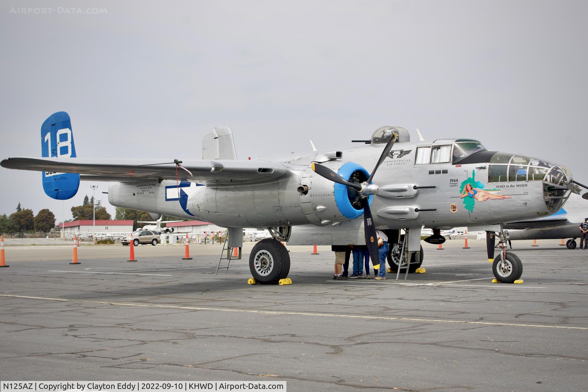 N125AZ, 1960 North American TB-25N Mitchell C/N 108-35262, Hayward airport in California 2022.