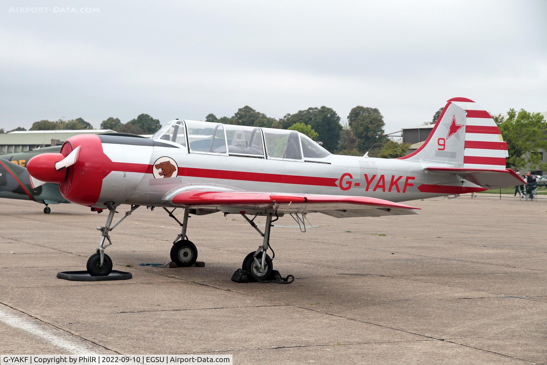 G-YAKF, 1991 Yakovlev (Aerostar) Yak-52 C/N 9111205, G-YAKF 1991 Aerostar SA Yak-52 BoB Display Duxford