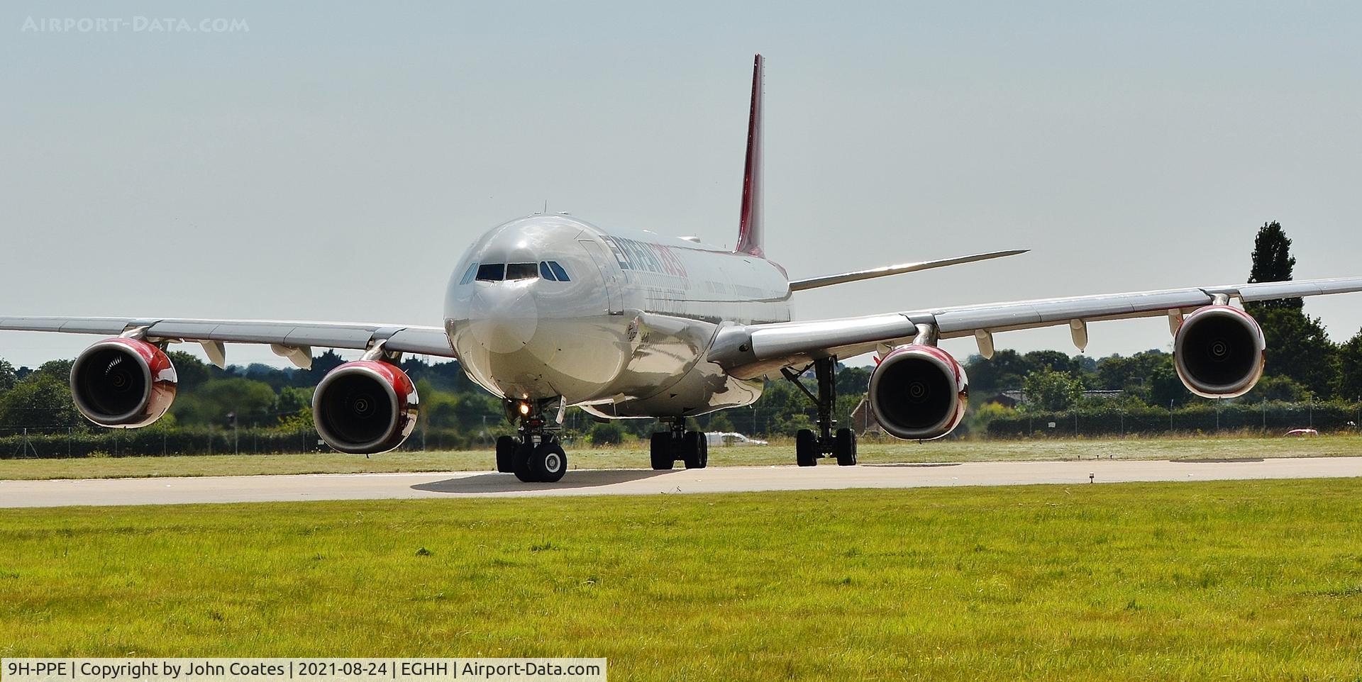 9H-PPE, 2006 Airbus A340-642 C/N 787, Turning to line up to depart
