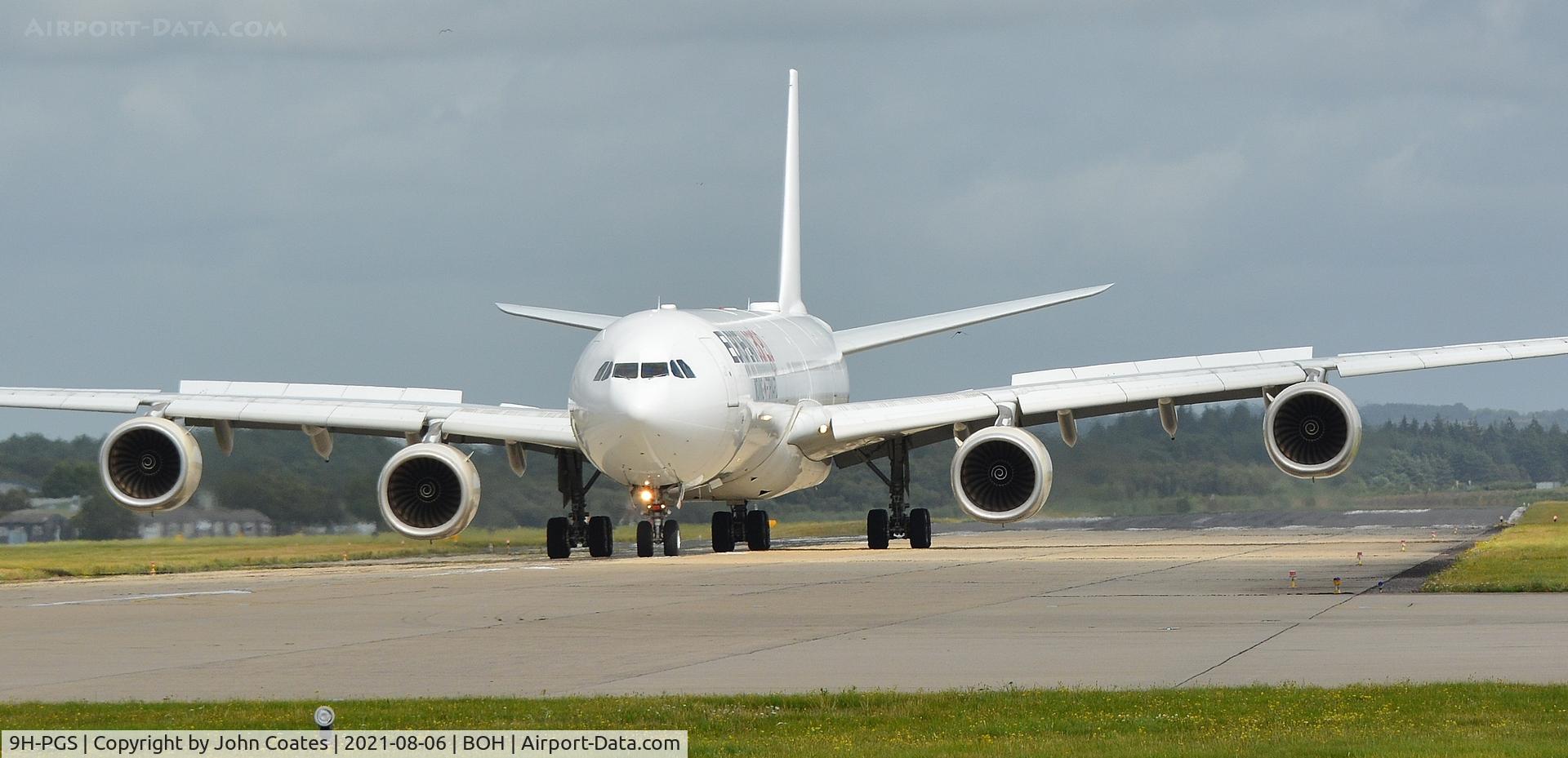 9H-PGS, 2009 Airbus A340-642X C/N 1030, Backtracking to depart