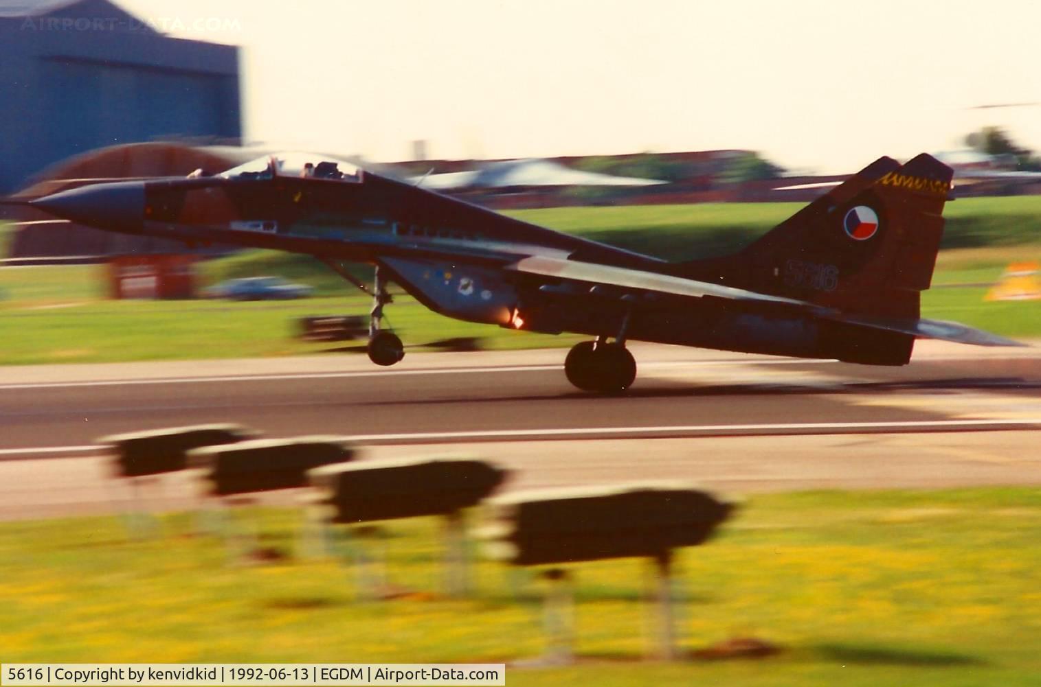 5616, Mikoyan-Gurevich MiG-29A C/N 2960532356, At Boscombe Down, scanned from print.