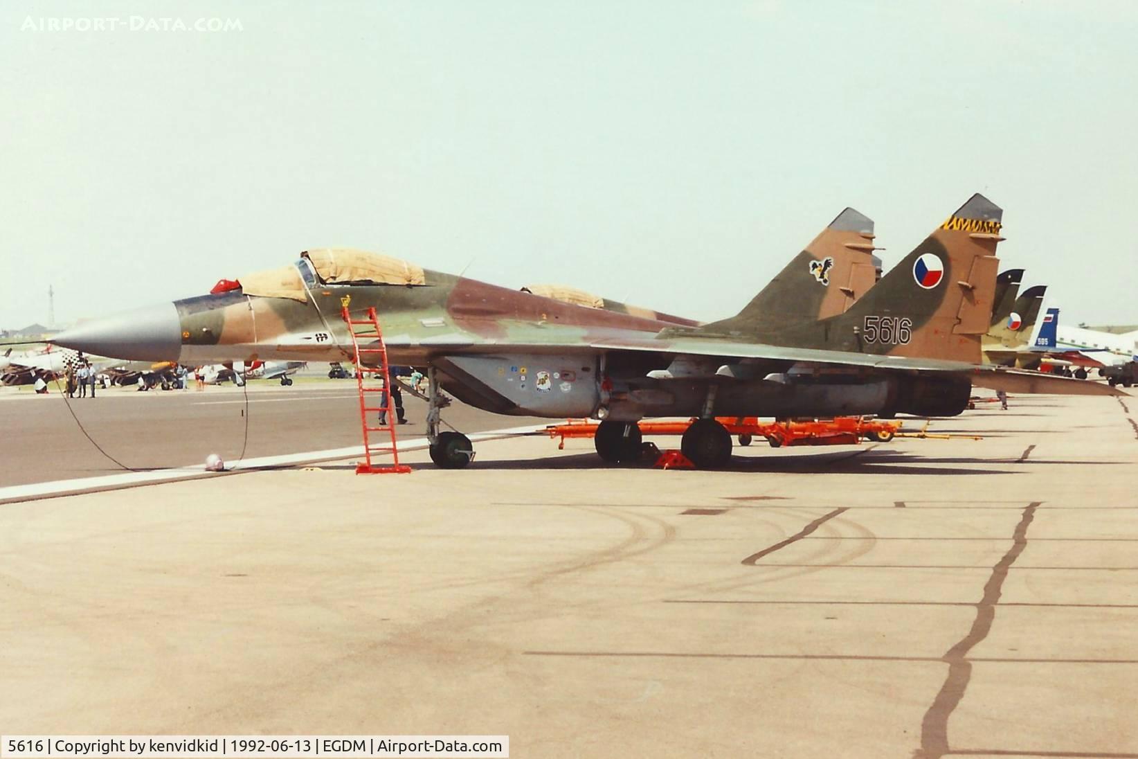 5616, Mikoyan-Gurevich MiG-29A C/N 2960532356, At Boscombe Down, scanned from print.