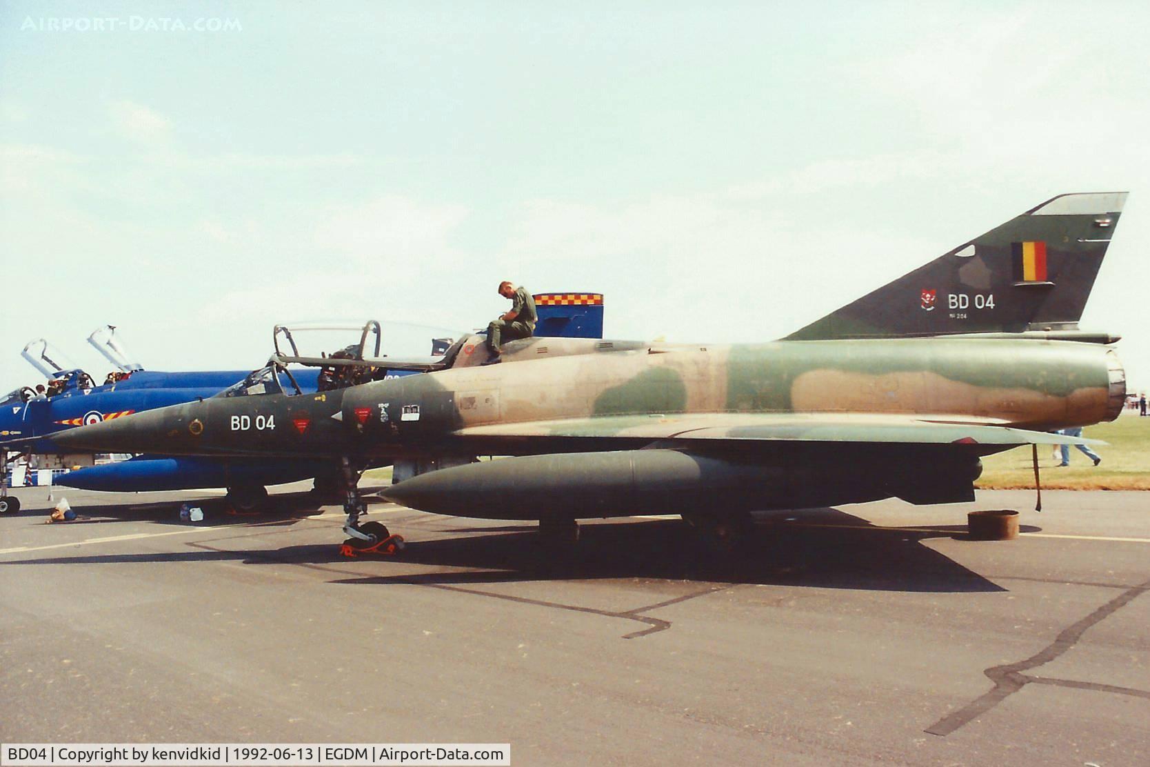 BD04, SABCA Mirage 5BD C/N 204, At Boscombe Down, scanned from print.