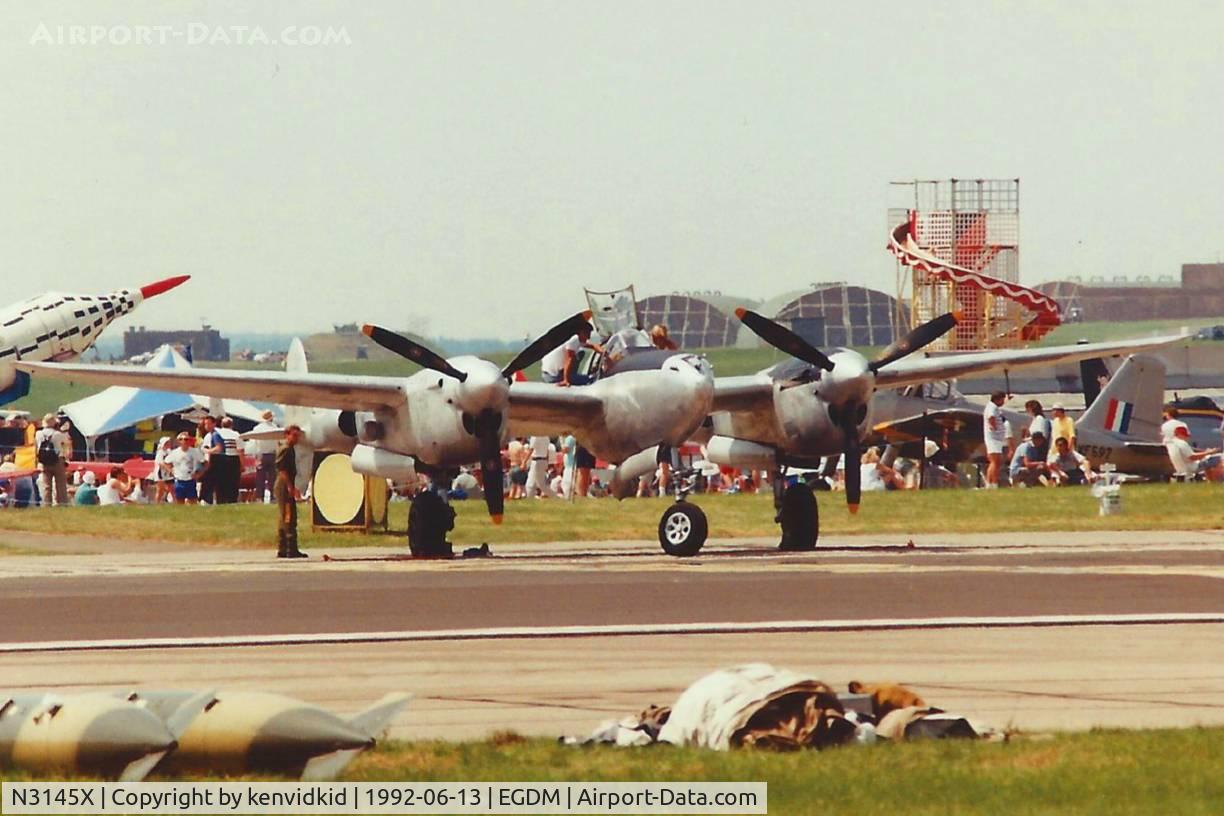 N3145X, 1943 Lockheed P-38J Lightning C/N 2054, At Boscombe Down, scanned from print.
