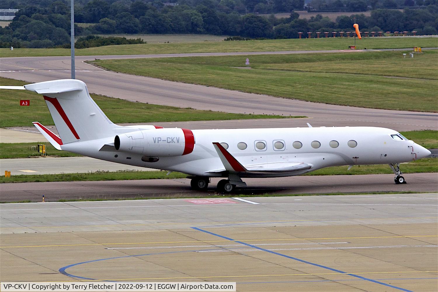 VP-CKV, 2016 Gulfstream G-VI (G650ER) C/N 6186, At Luton