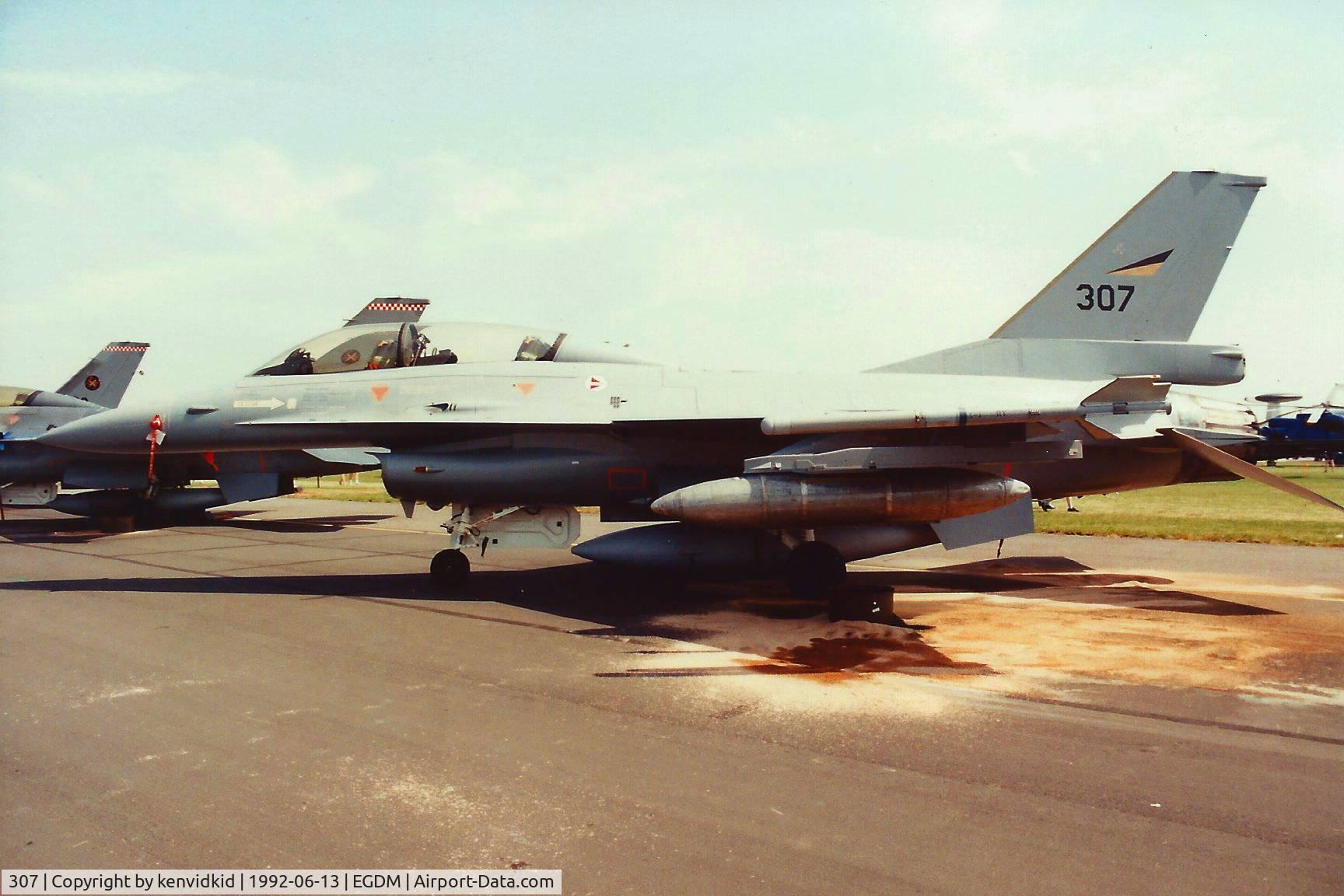 307, 1982 Fokker F-16B Fighting Falcon C/N 6L-7, At Boscombe Down, scanned from print.