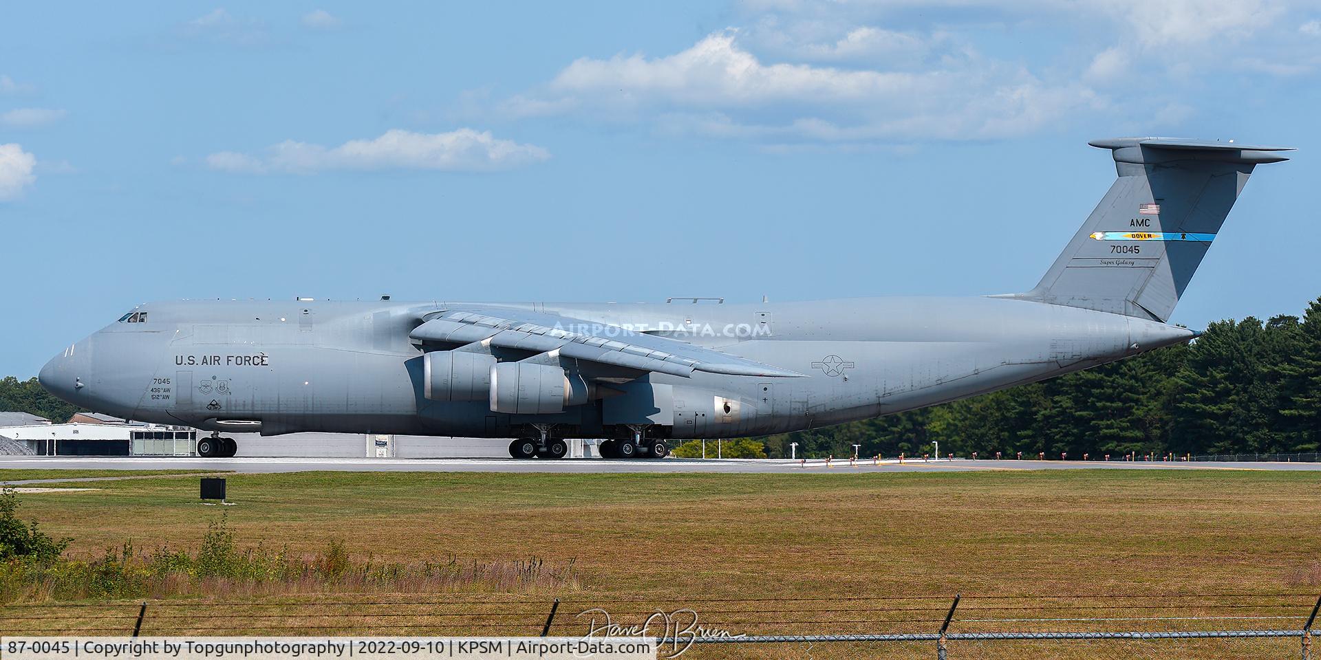 87-0045, 2005 Lockheed C-5M Super Galaxy C/N 500-0131, While working the pattern here a few weeks ago, this C-5 had an IFE and smoke filled the cabin. This plane finally departed for home.