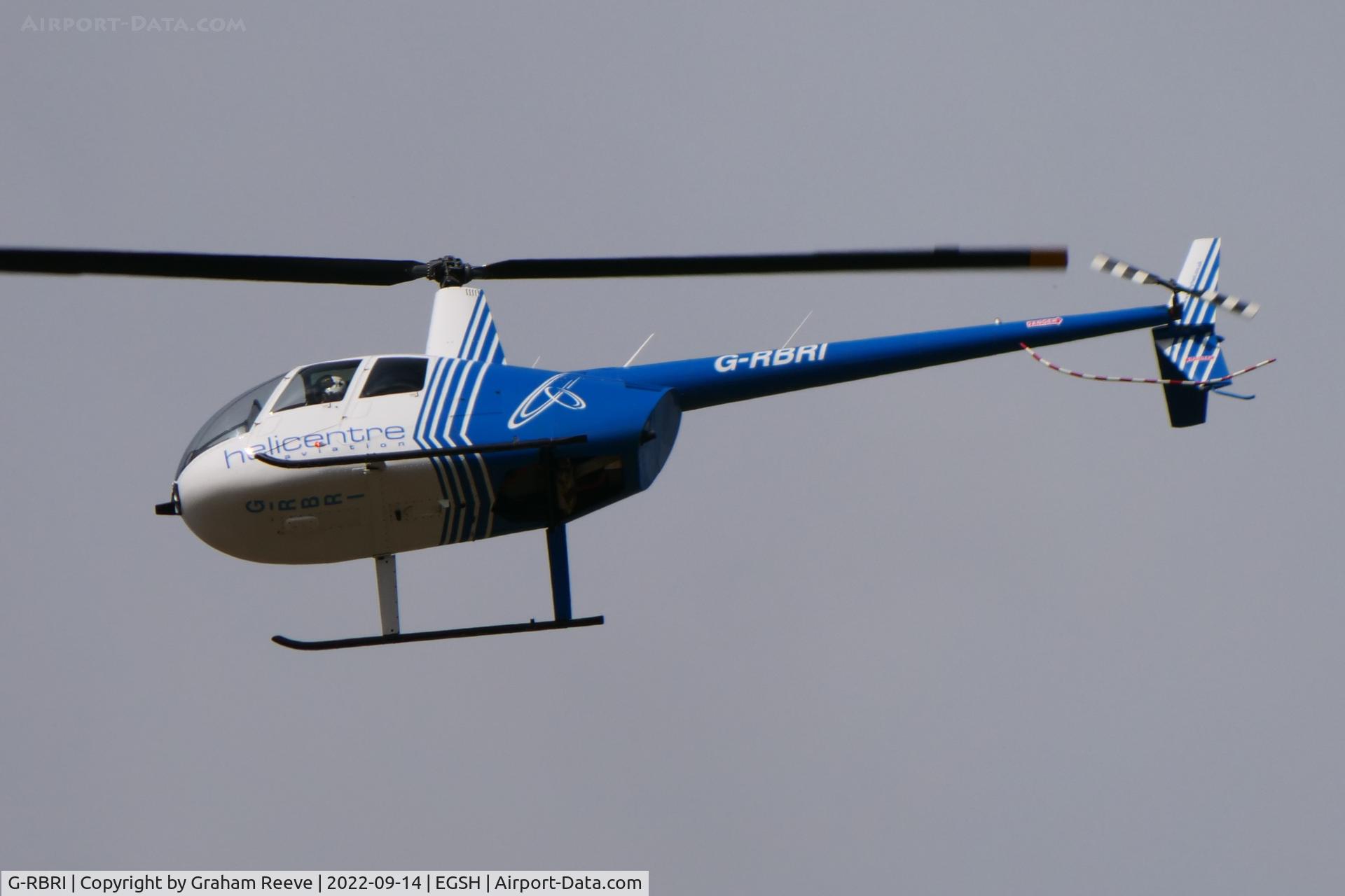 G-RBRI, 2007 Robinson R44 Raven II C/N 11963, Landing at Norwich.