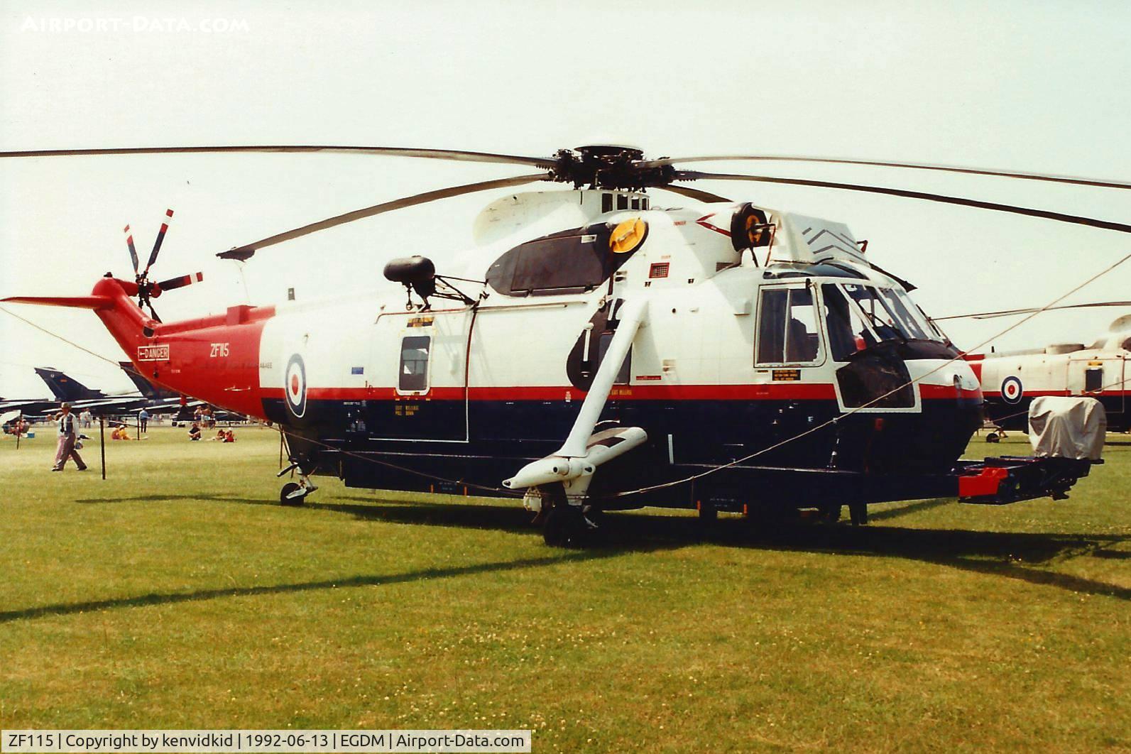 ZF115, 1985 Westland Sea King HC.4 C/N WA960, At Boscombe Down, scanned from print.