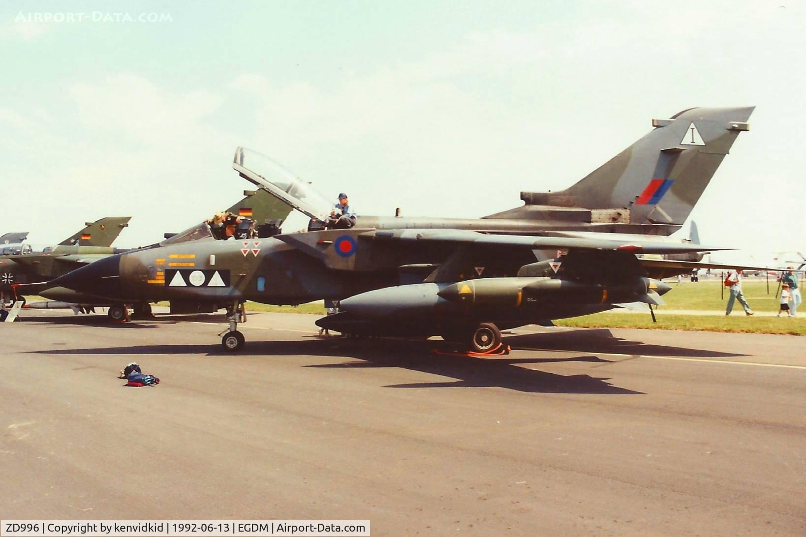ZD996, 1985 Panavia Tornado GR.1A C/N 480/BS156/3218, At Boscombe Down, scanned from print.