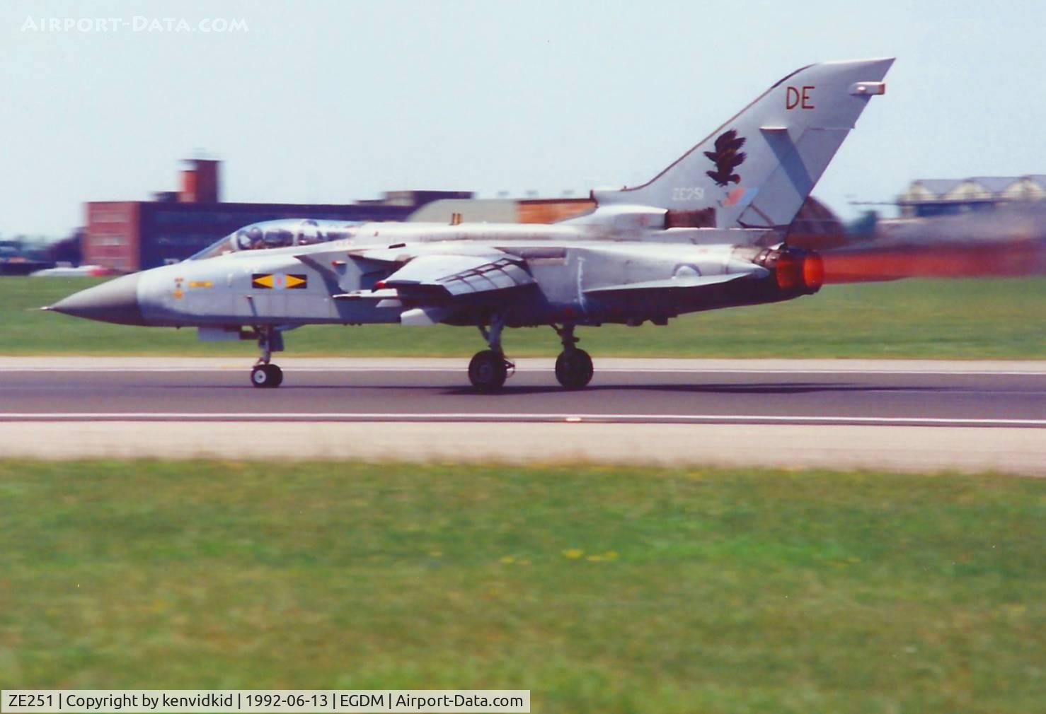 ZE251, 1987 Panavia Tornado F.3 C/N AS029/593/3265, At Boscombe Down, scanned from print.