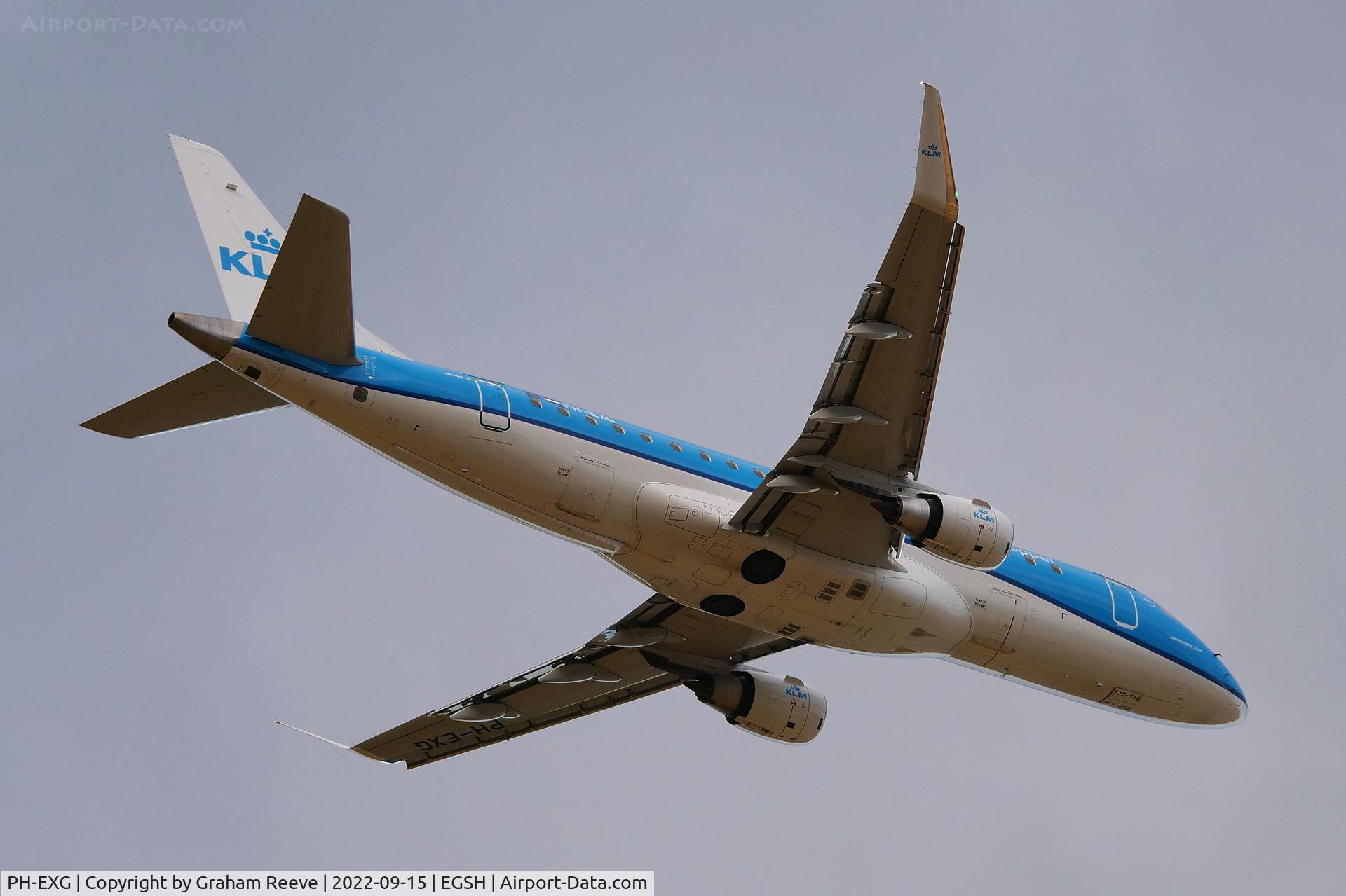 PH-EXG, 2016 Embraer 175STD (ERJ-170-200) C/N 17000546, Departing from Norwich.