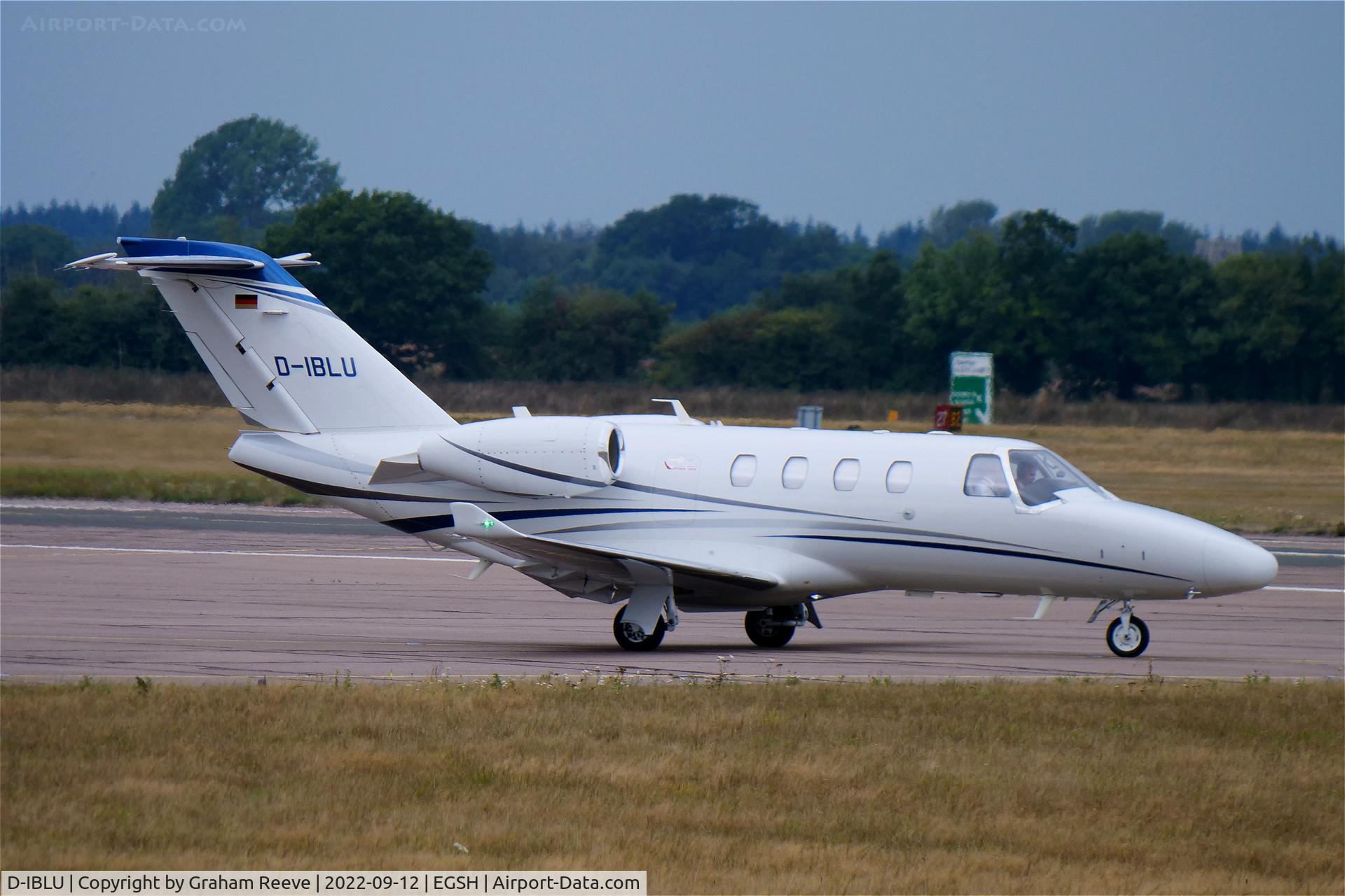 D-IBLU, 2021 Cessna 525 CitationJet M2 C/N 525-1103, Departing from Norwich.