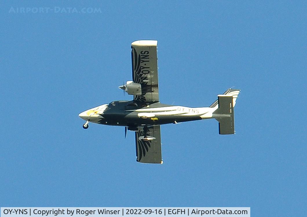 OY-YNS, 2022 Vulcanair P-68C C/N 518/C, Survey aircraft operated by Bio Flight overhead at 3000 feet.