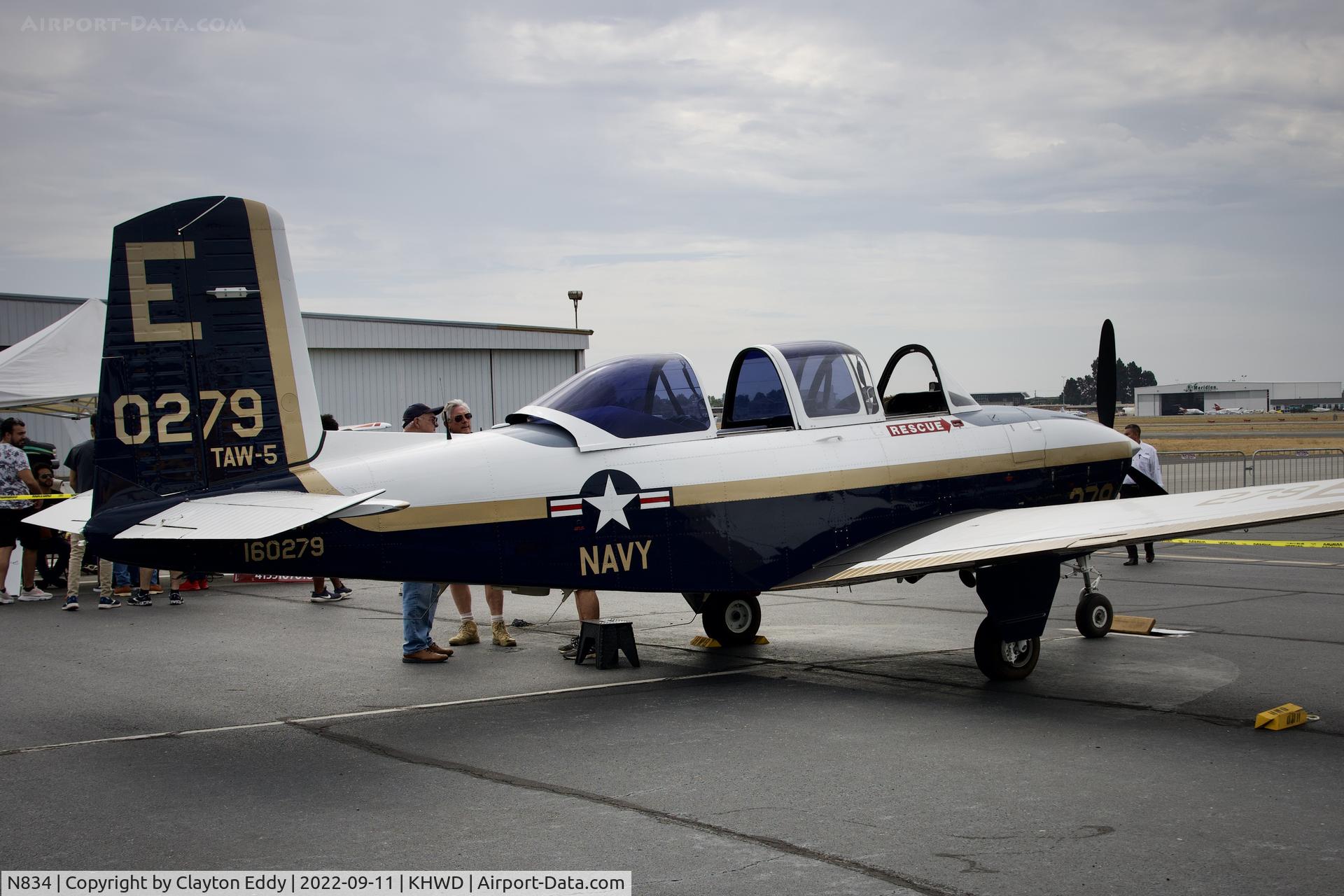 N834, 1952 Beech (CCF) T-34A Mentor (A45) C/N G-62, Hayward airport open house in California 2022.