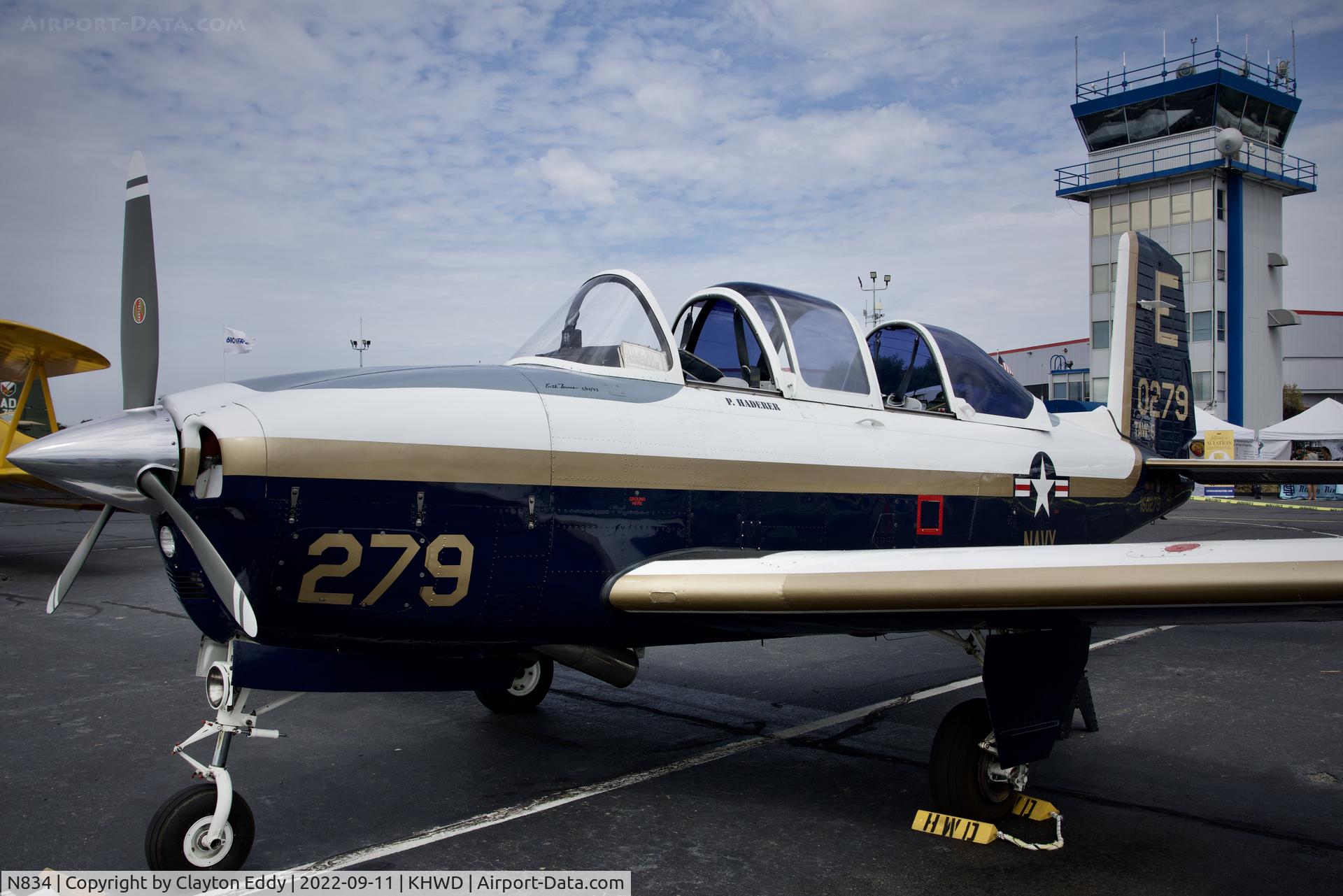 N834, 1952 Beech (CCF) T-34A Mentor (A45) C/N G-62, Hayward airport open house in California 2022.