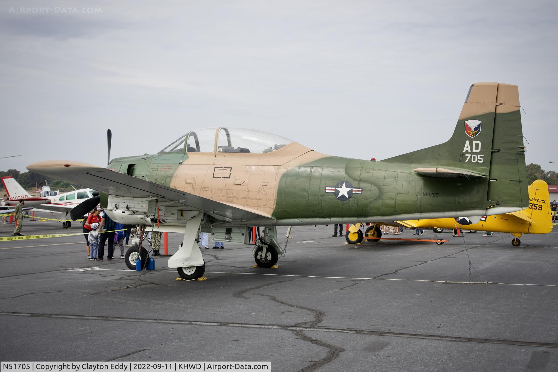 N51705, 1951 North American T-28A Trojan C/N 174-243, Hayward airport open house in California 2022.